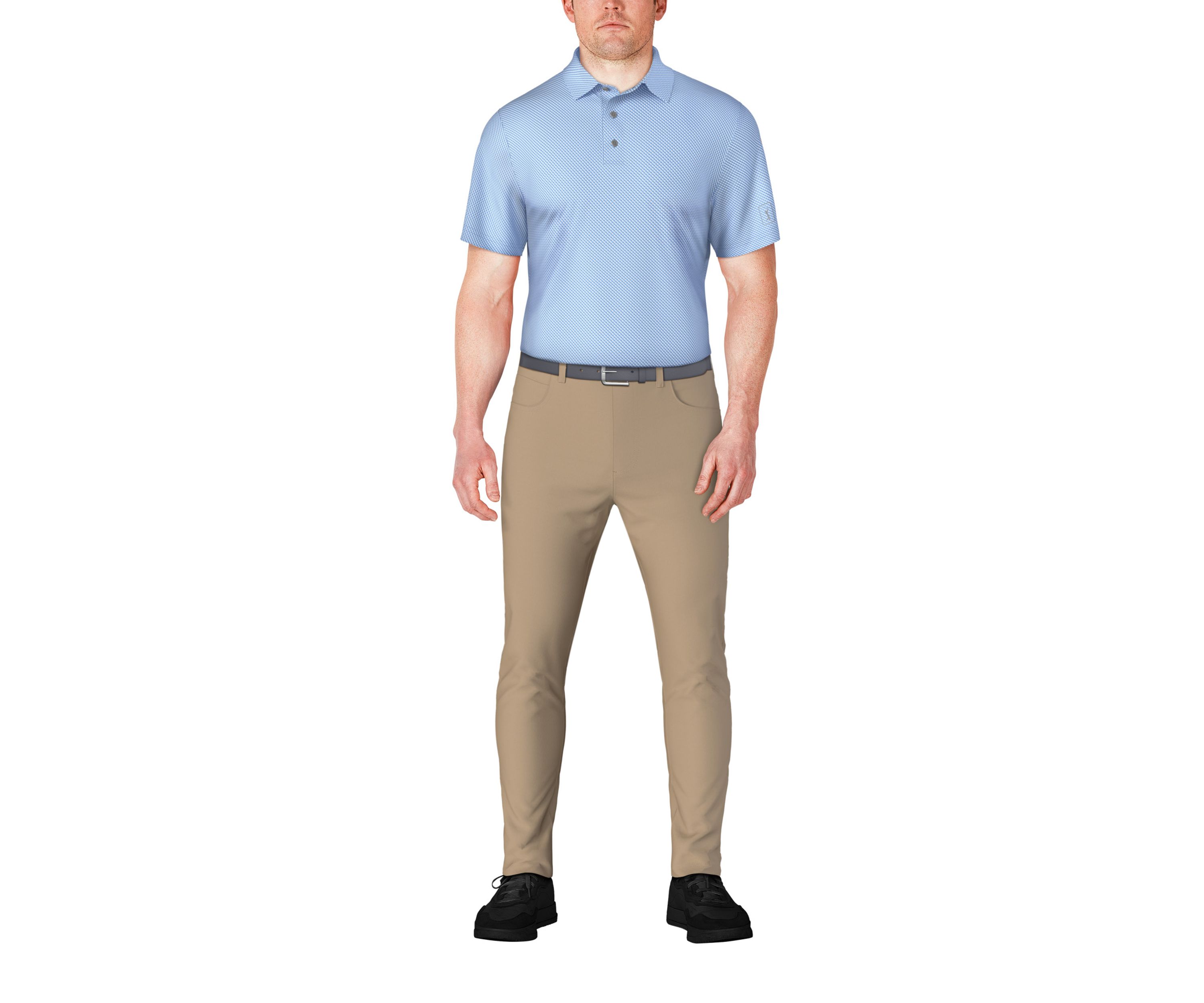 Mens Short Sleeve Geometric Printed Golf Polo Shirt