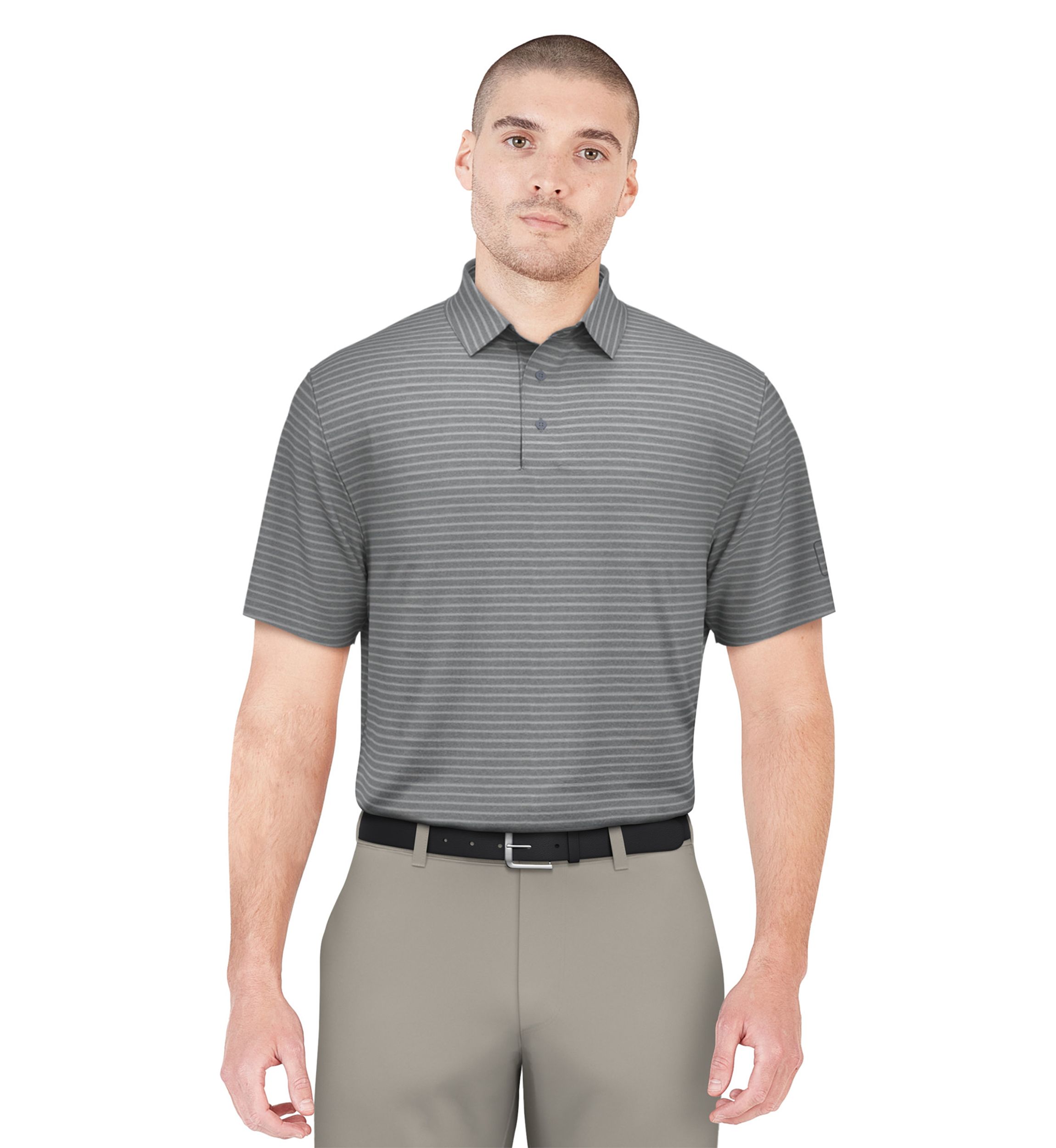 Heather Feeder Stripe Short Sleeve Golf Polo Shirt
