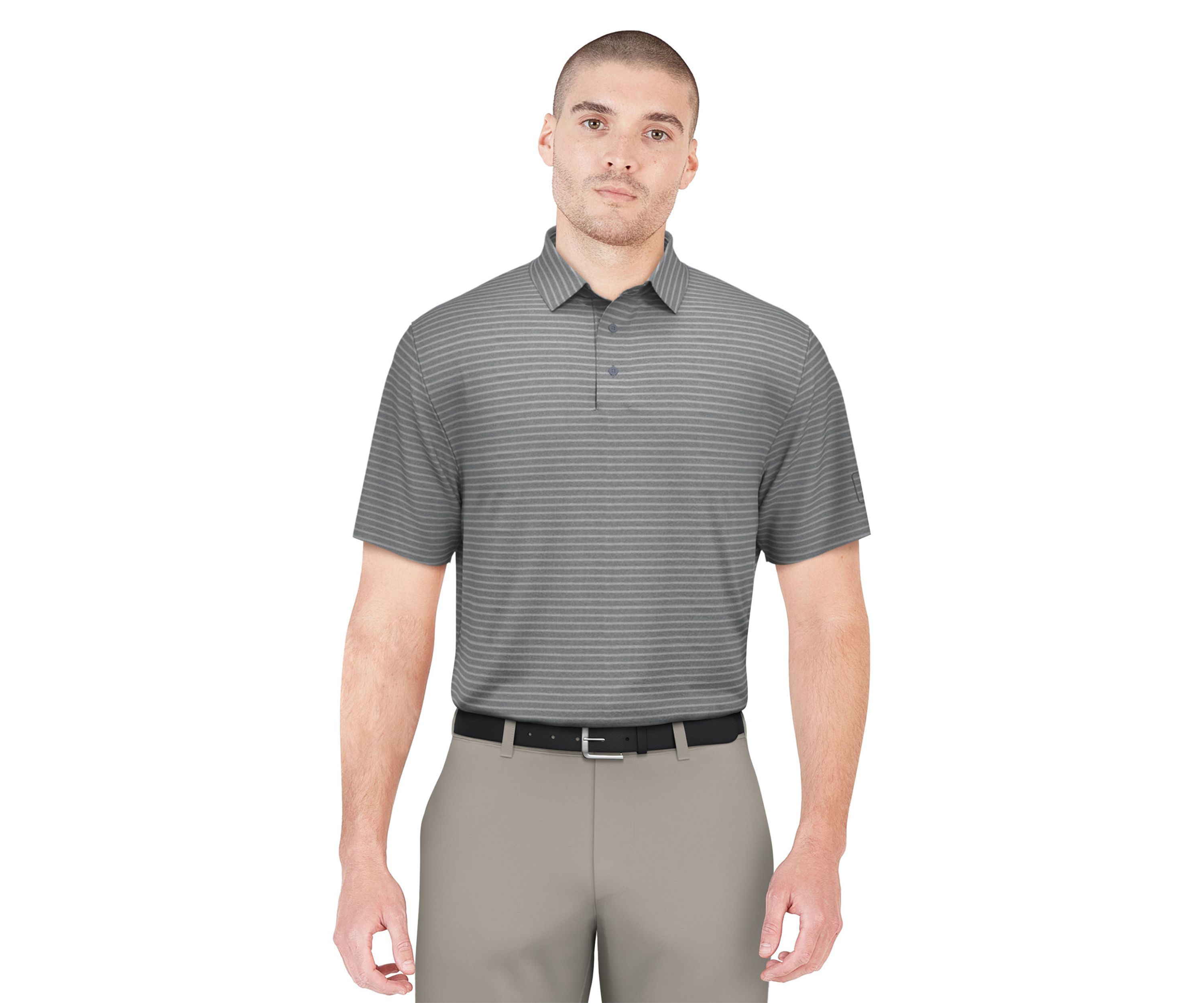 Heather Feeder Stripe Short Sleeve Golf Polo Shirt