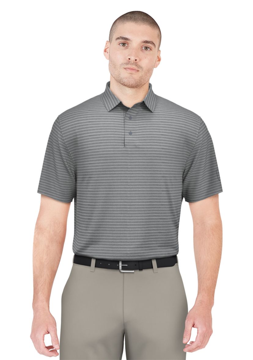 Heather Feeder Stripe Short Sleeve Golf Polo Shirt