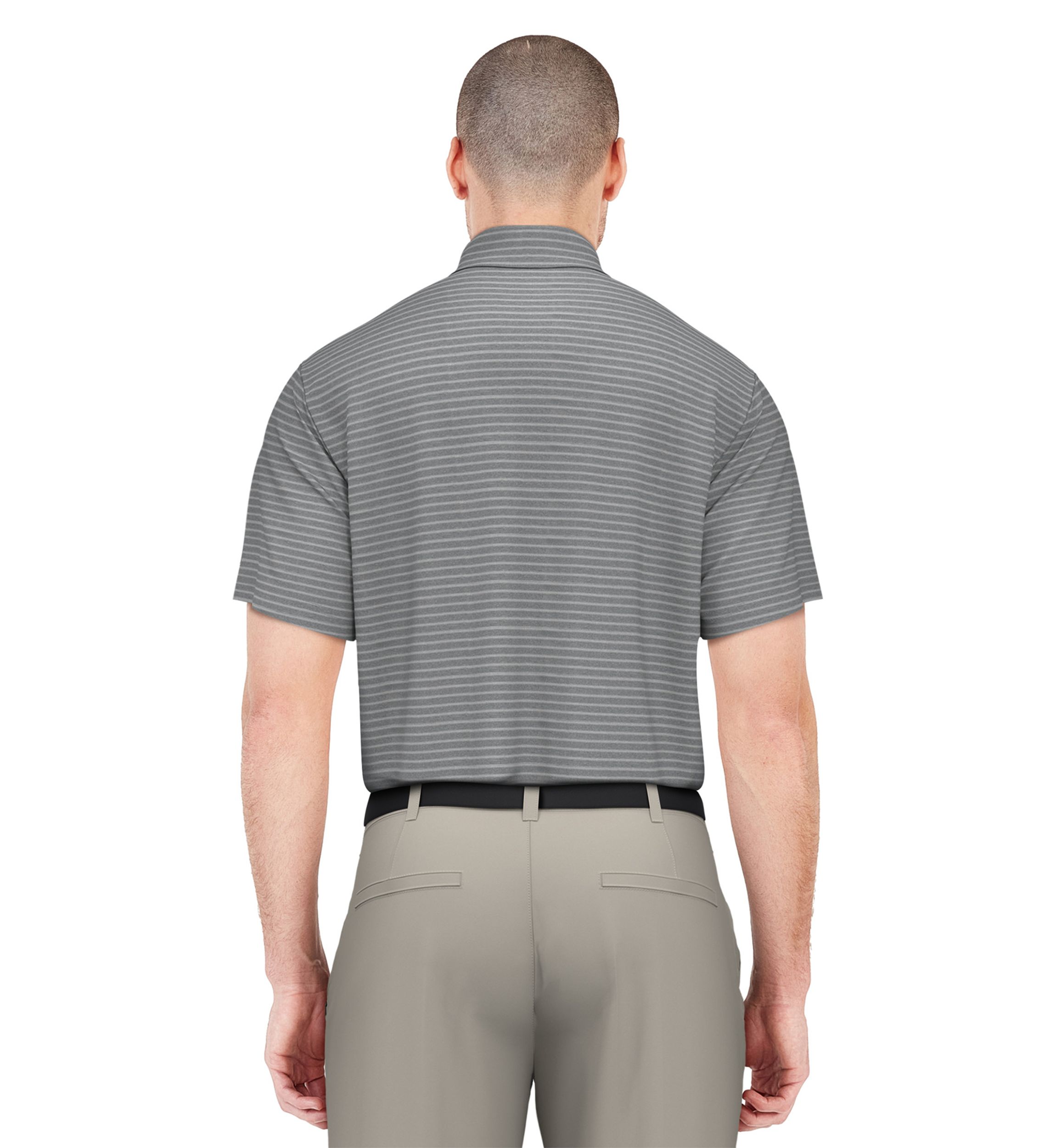 Heather Feeder Stripe Short Sleeve Golf Polo Shirt