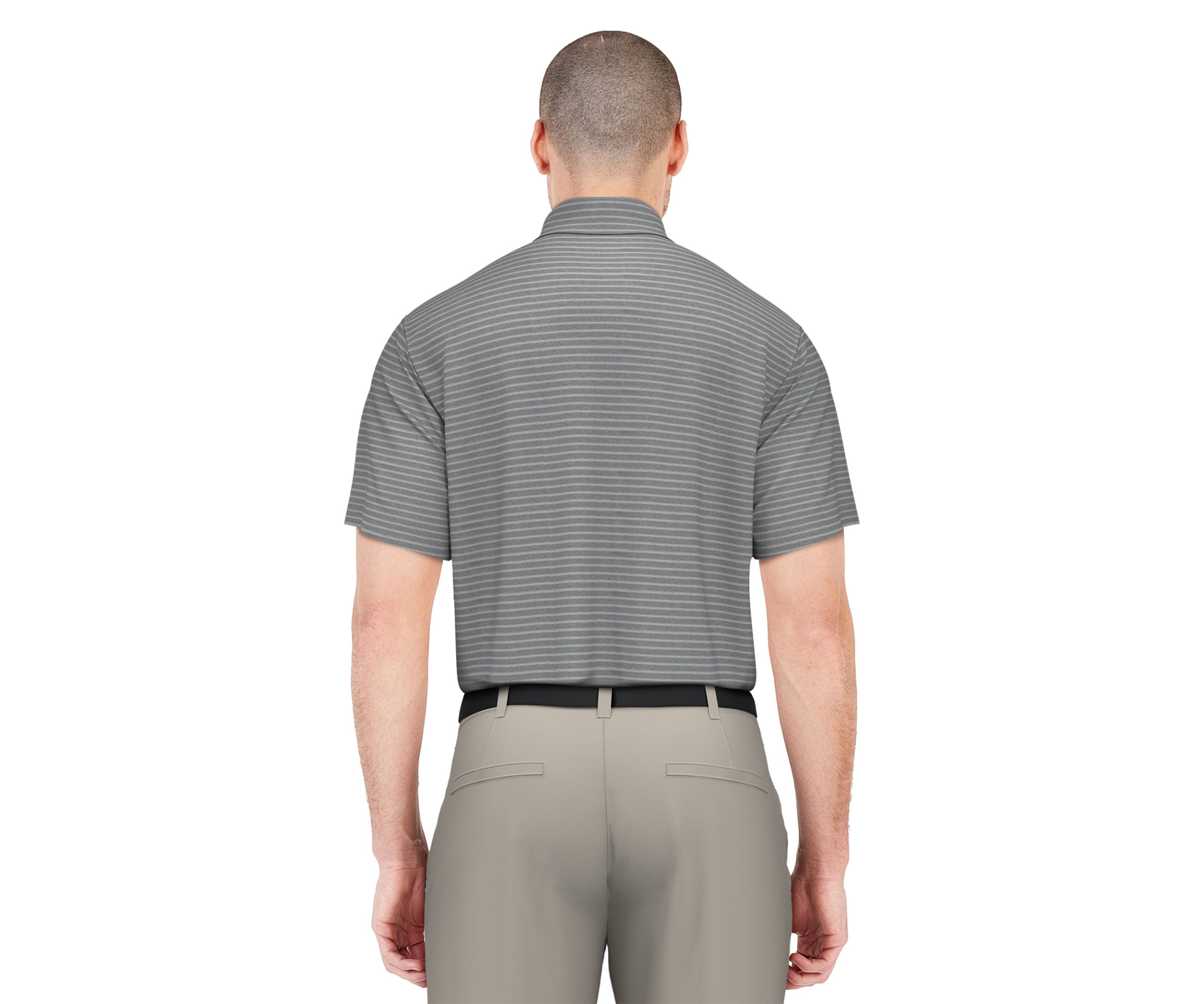 Heather Feeder Stripe Short Sleeve Golf Polo Shirt