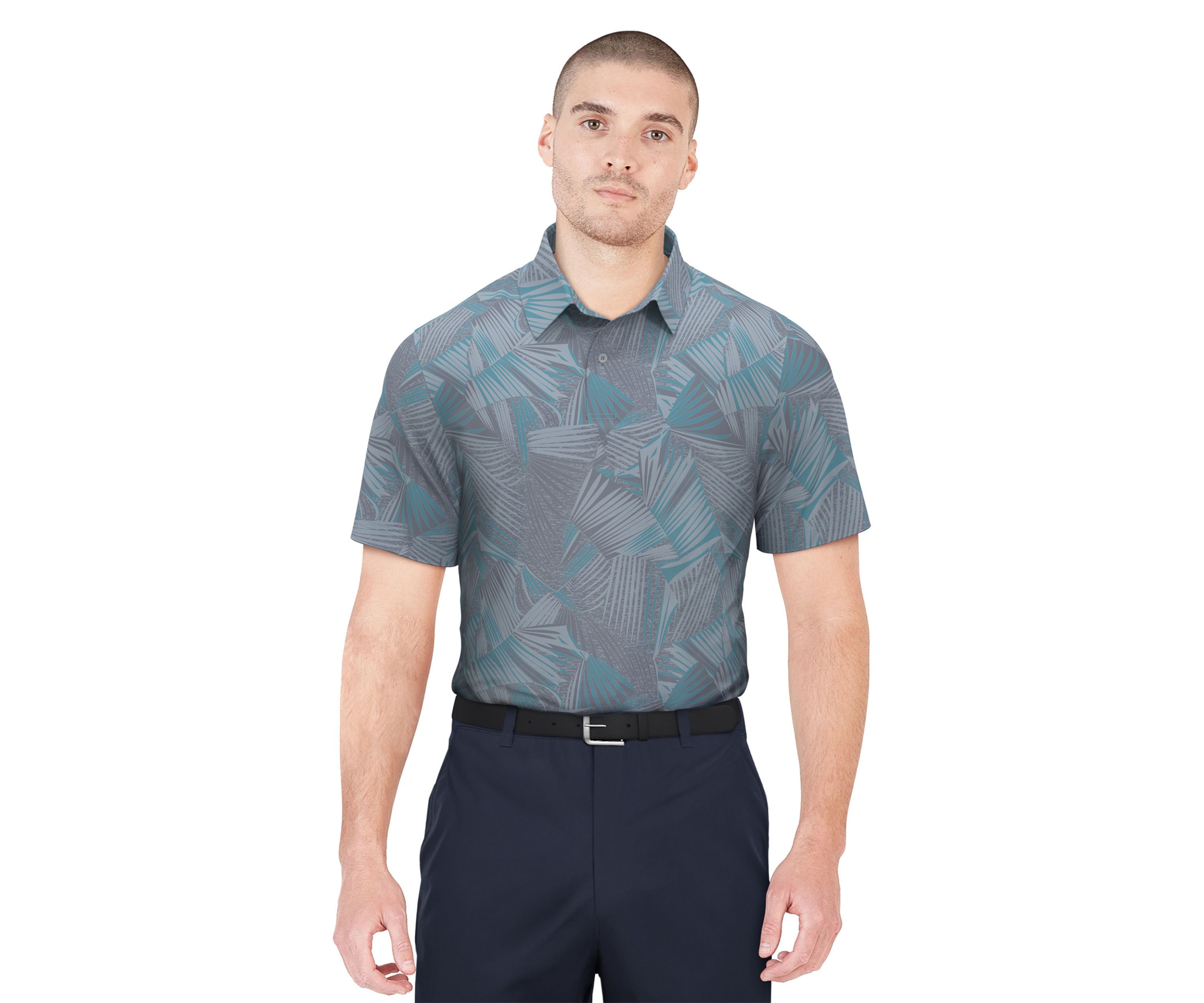 Palm Print Short Sleeve Golf Polo Shirt
