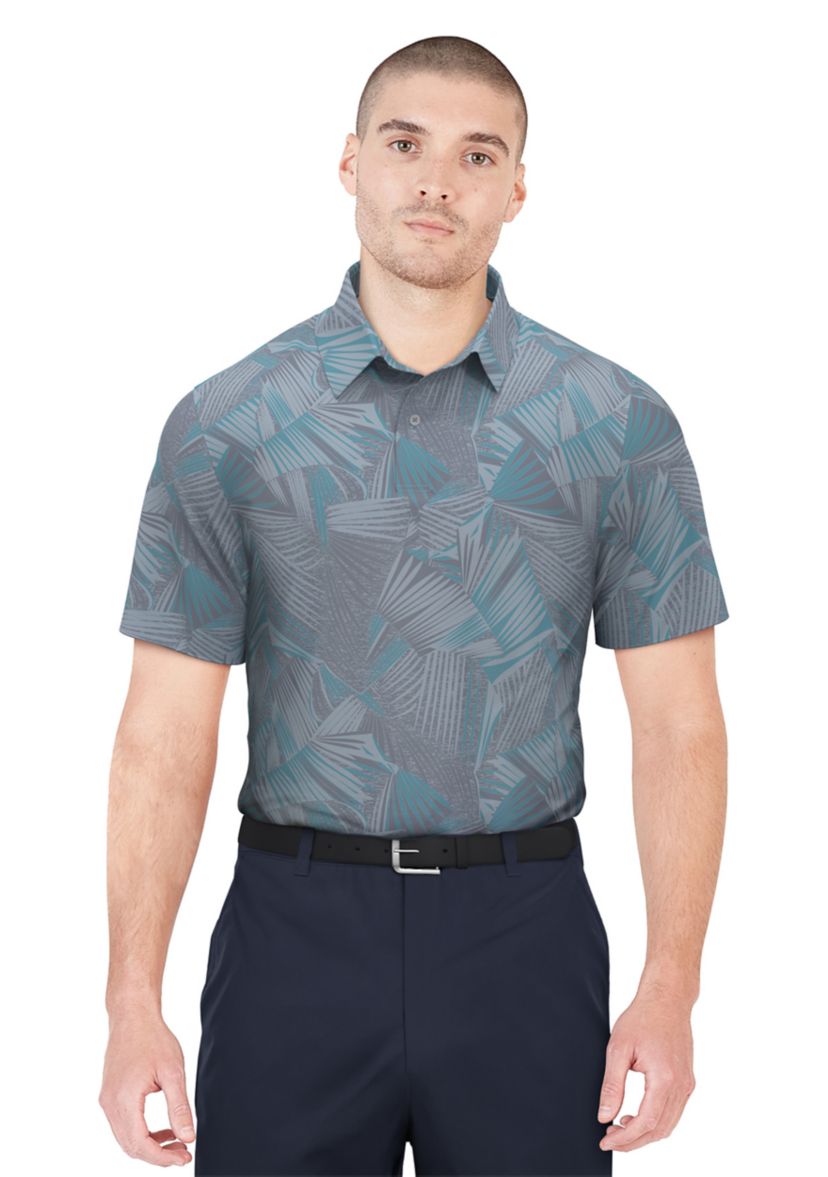 Palm Print Short Sleeve Golf Polo Shirt