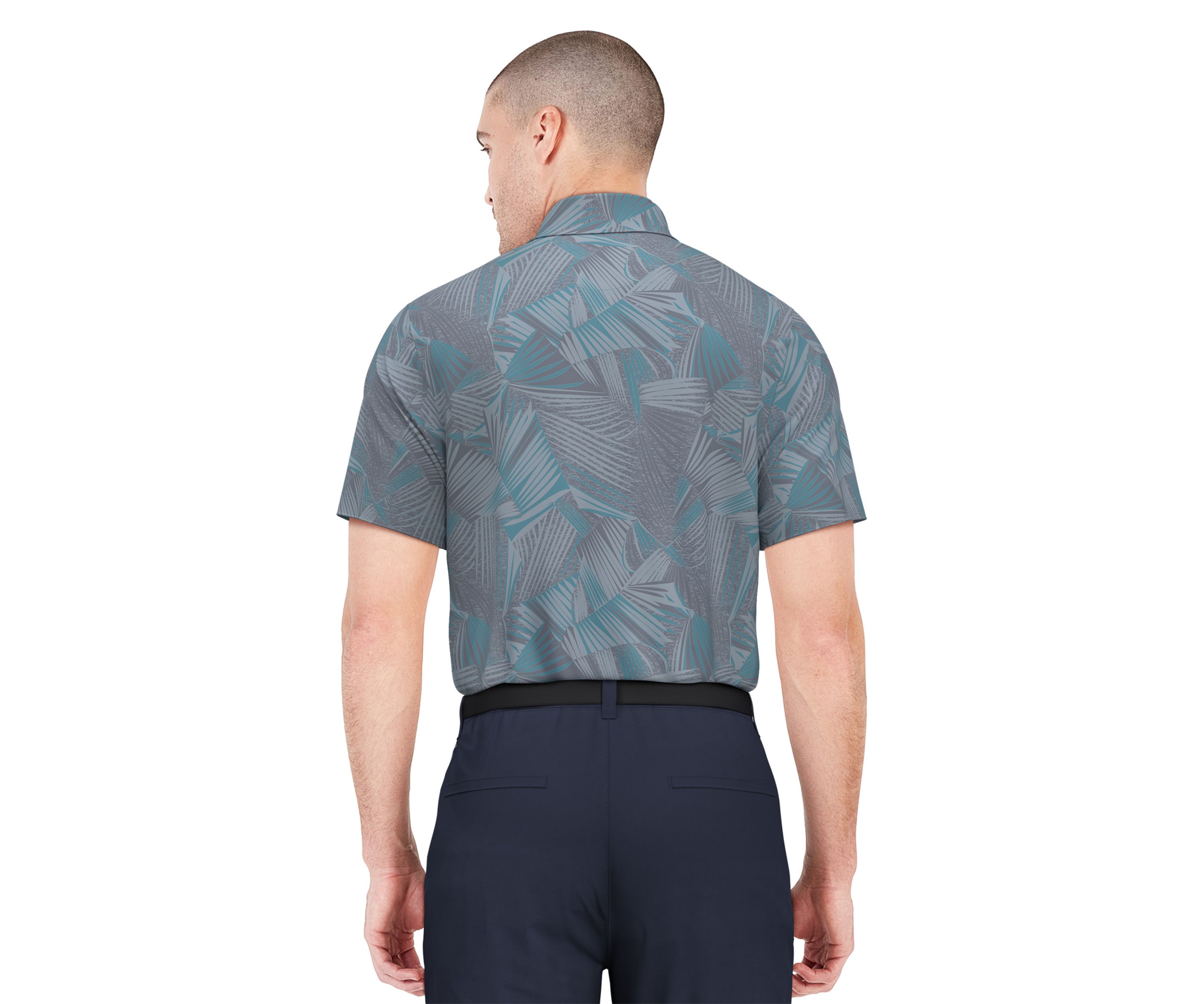 Palm Print Short Sleeve Golf Polo Shirt