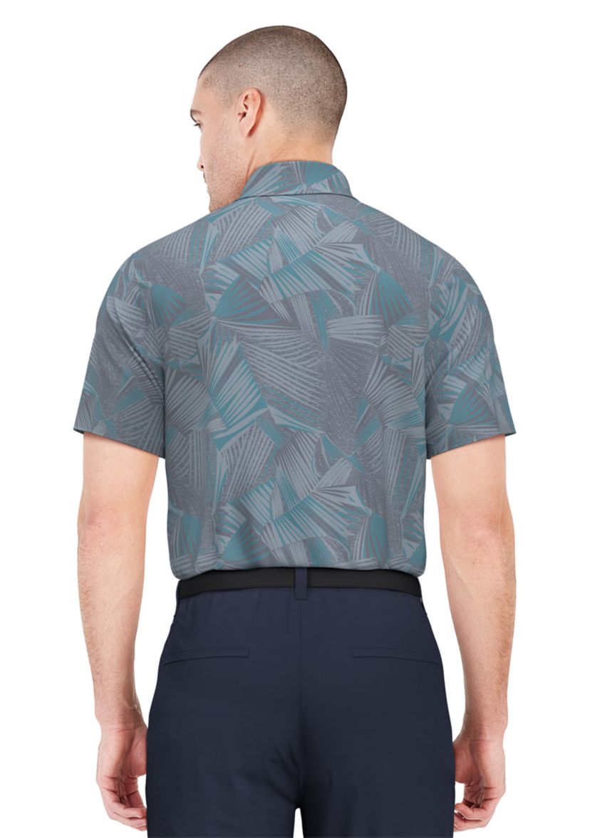 Palm Print Short Sleeve Golf Polo Shirt