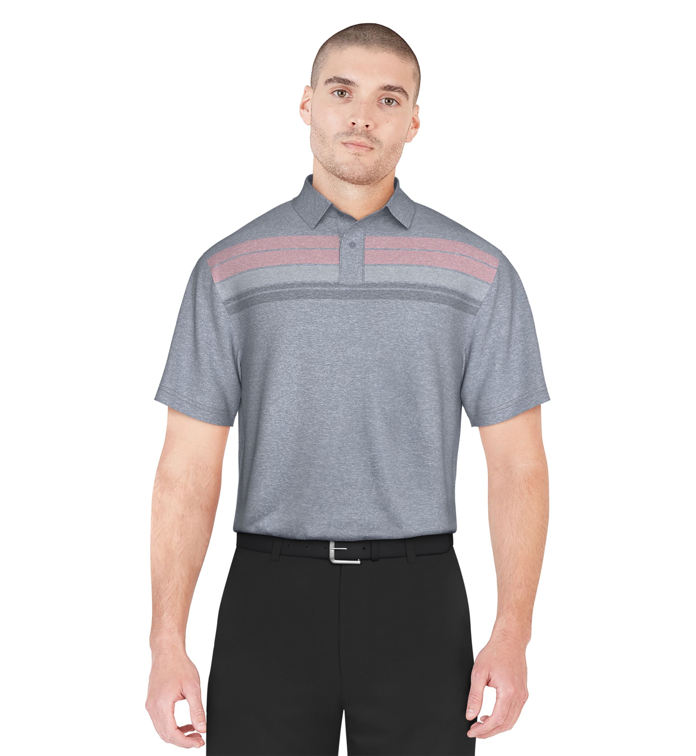 Mens Jersey Chest Stripe Short Sleeve Golf Polo Shirt