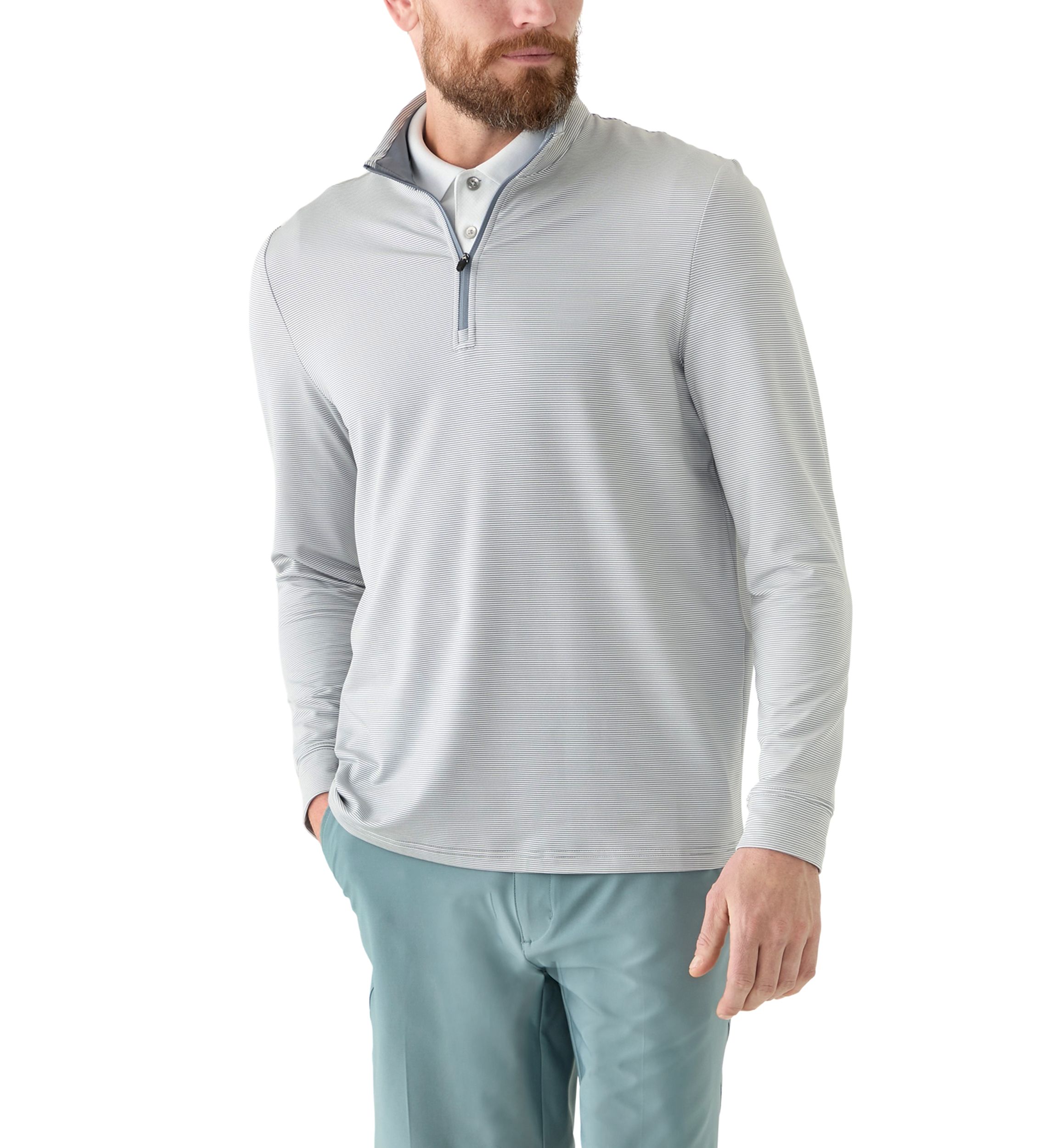 PGA TOUR Long Sleeve Feeder Stripe Mock Neck Golf Shirt | Belk