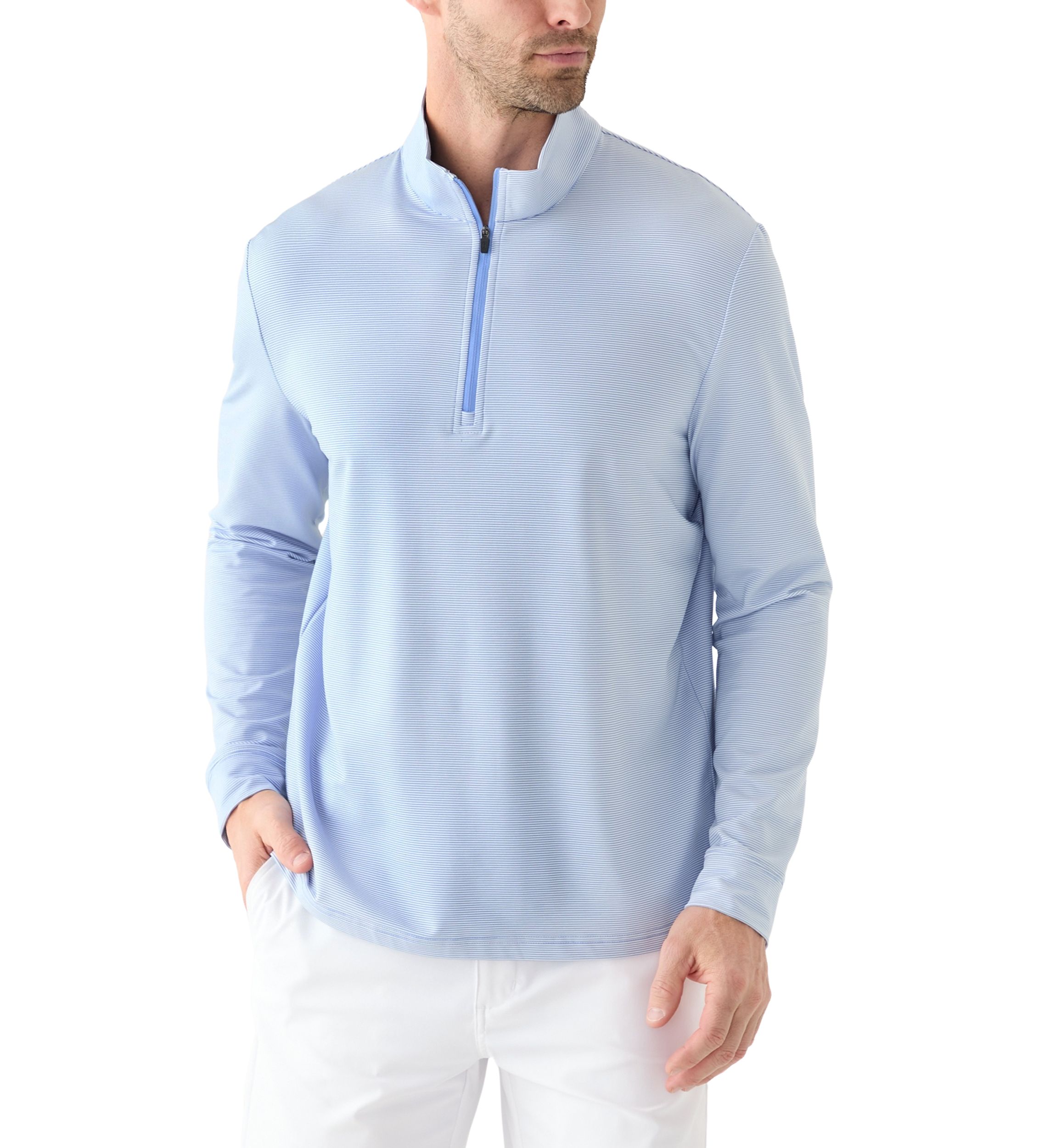 PGA TOUR Long Sleeve Feeder Stripe Mock Neck Golf Shirt | Belk