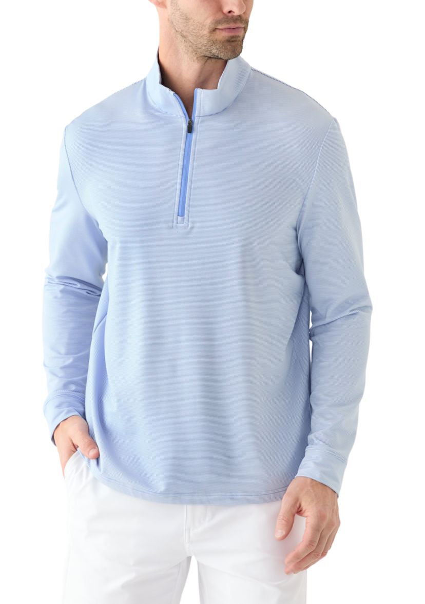 Long Sleeve Feeder Stripe Mock Neck Golf Shirt