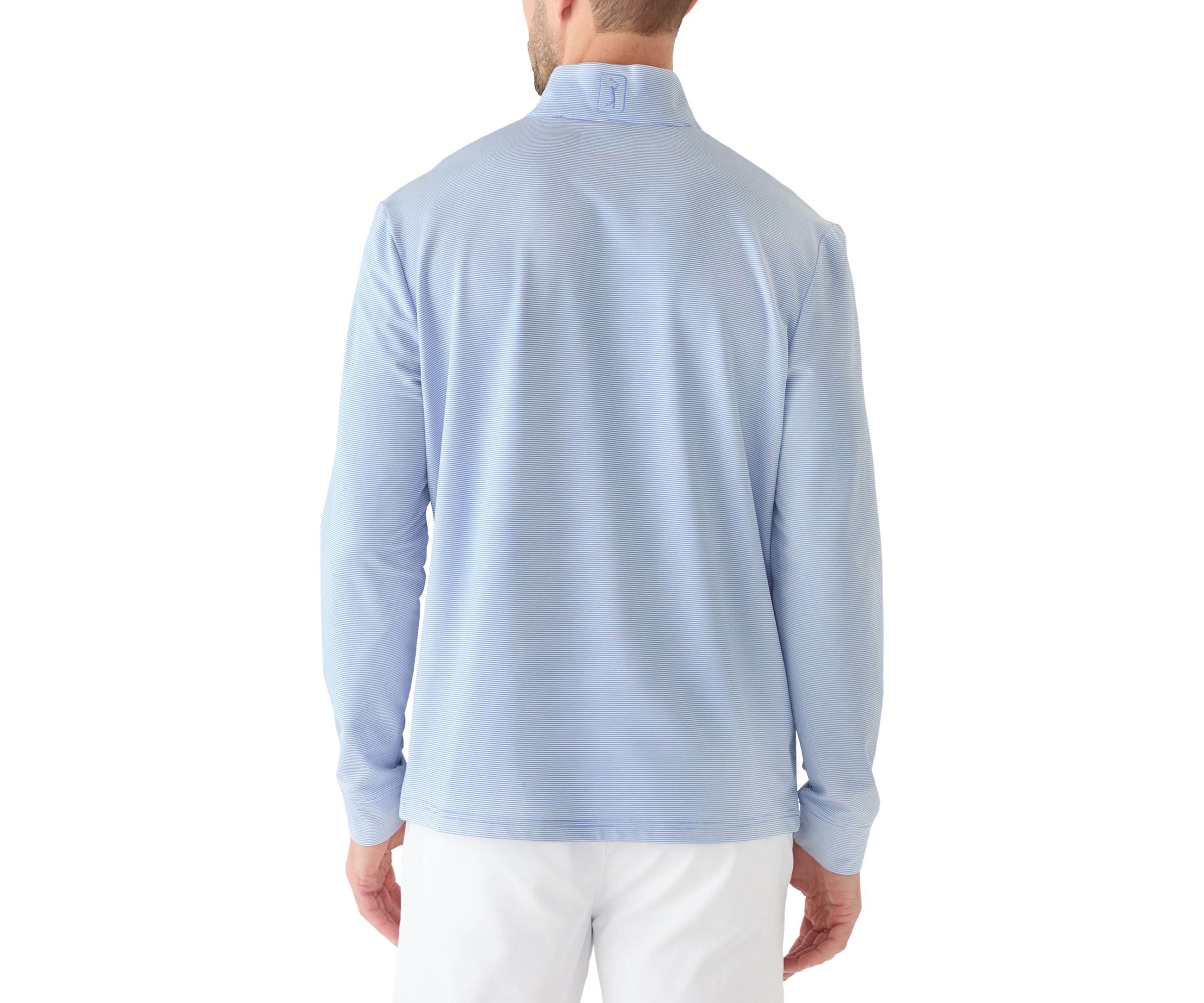 Long Sleeve Feeder Stripe Mock Neck Golf Shirt