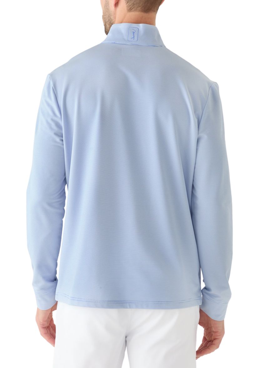 Long Sleeve Feeder Stripe Mock Neck Golf Shirt
