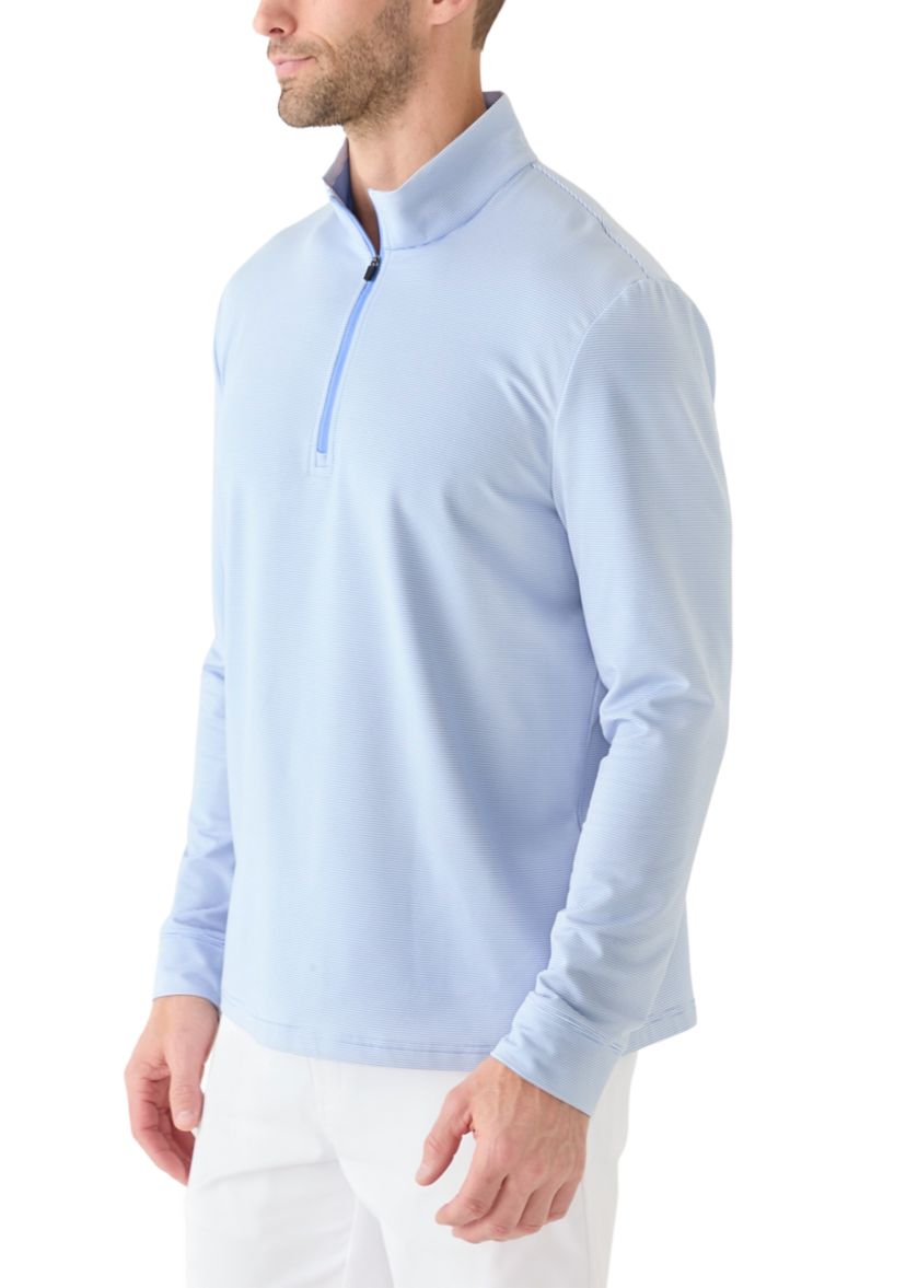 Long Sleeve Feeder Stripe Mock Neck Golf Shirt