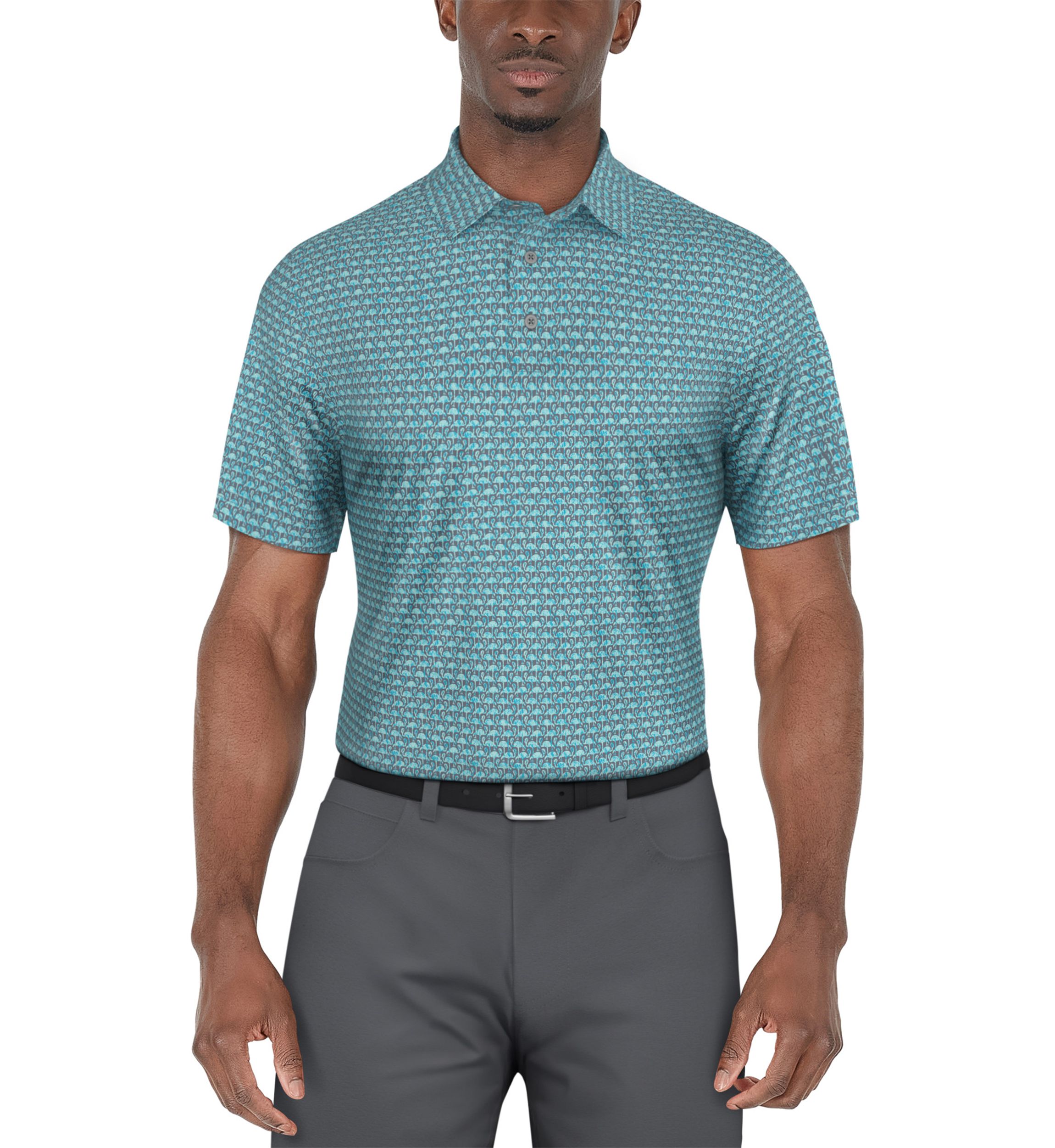 Short Sleeve Flamingo Geometric Printed Polo Shirt 