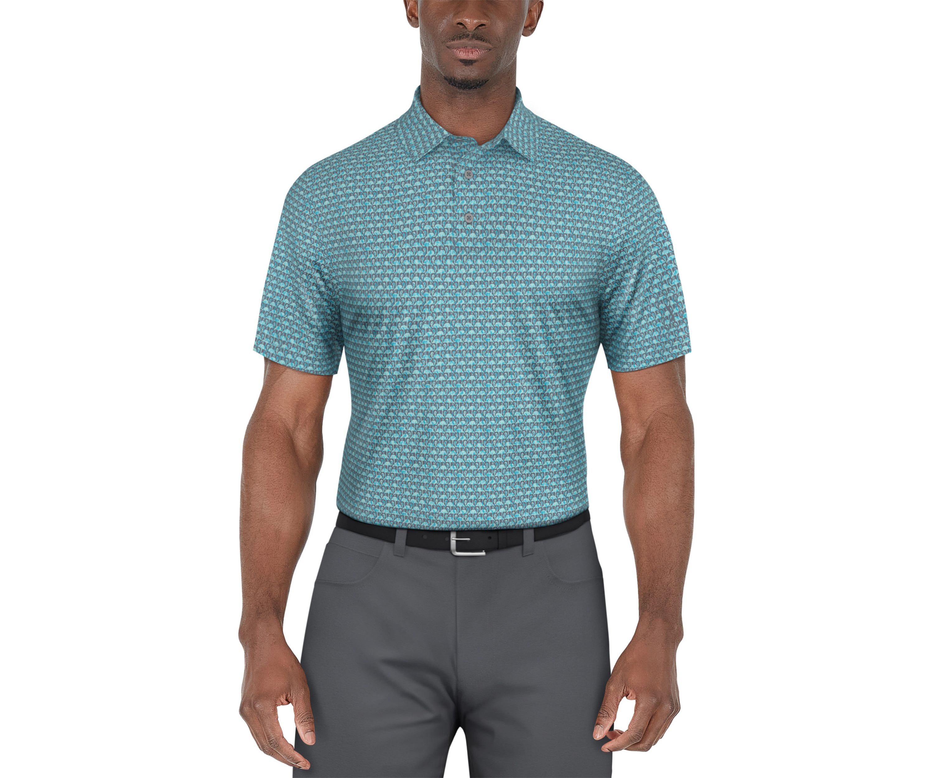 Short Sleeve Flamingo Geometric Printed Polo Shirt 