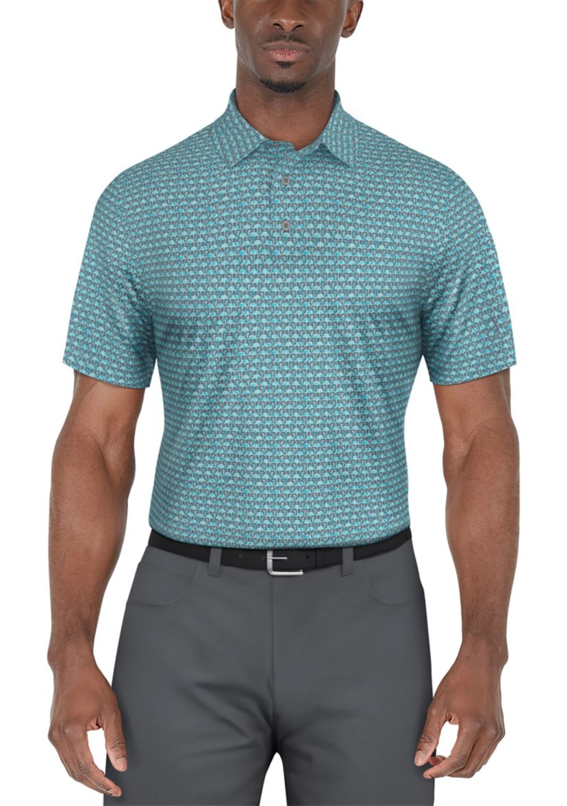 Short Sleeve Flamingo Geometric Printed Polo Shirt 