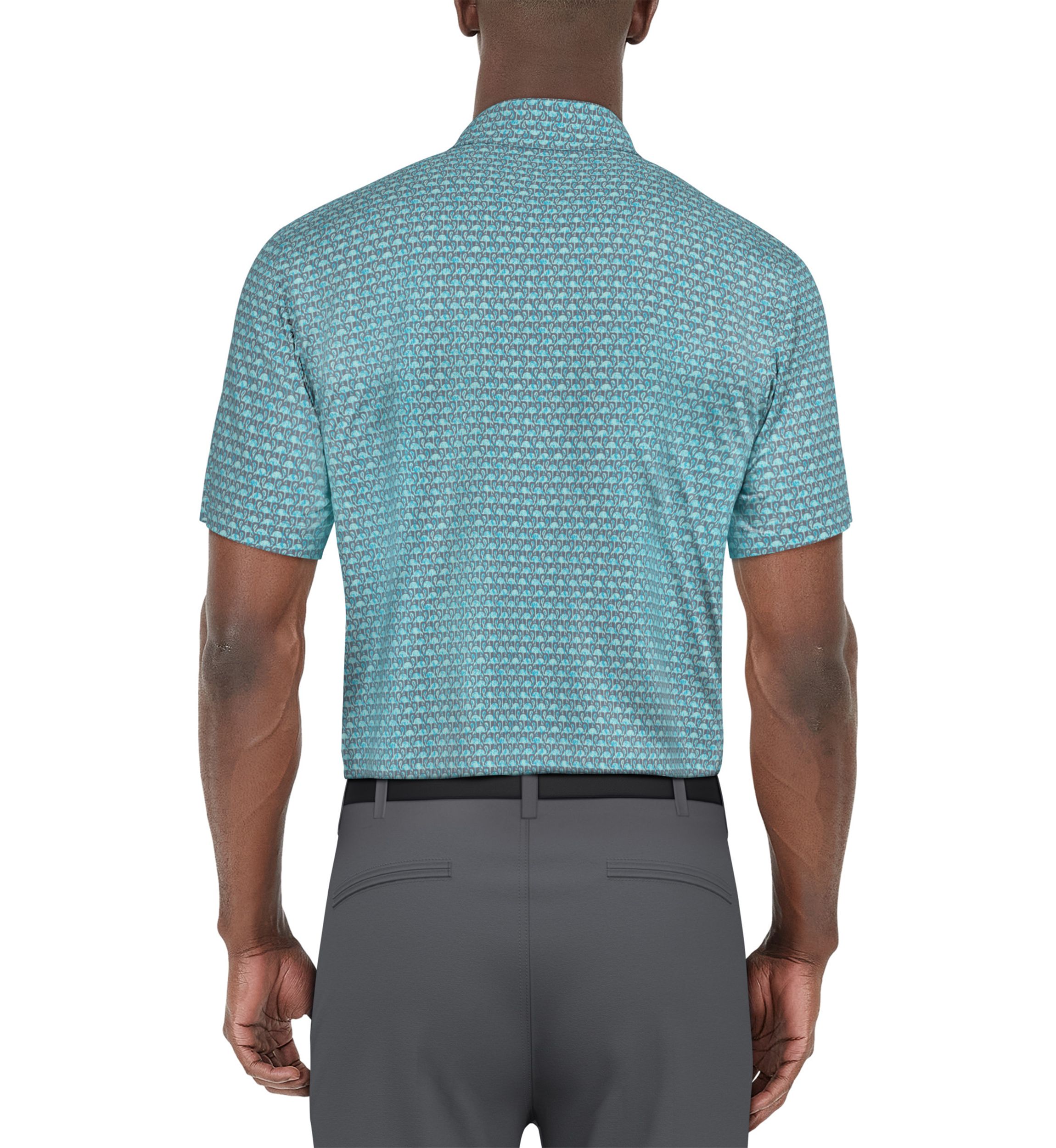 Short Sleeve Flamingo Geometric Printed Polo Shirt 