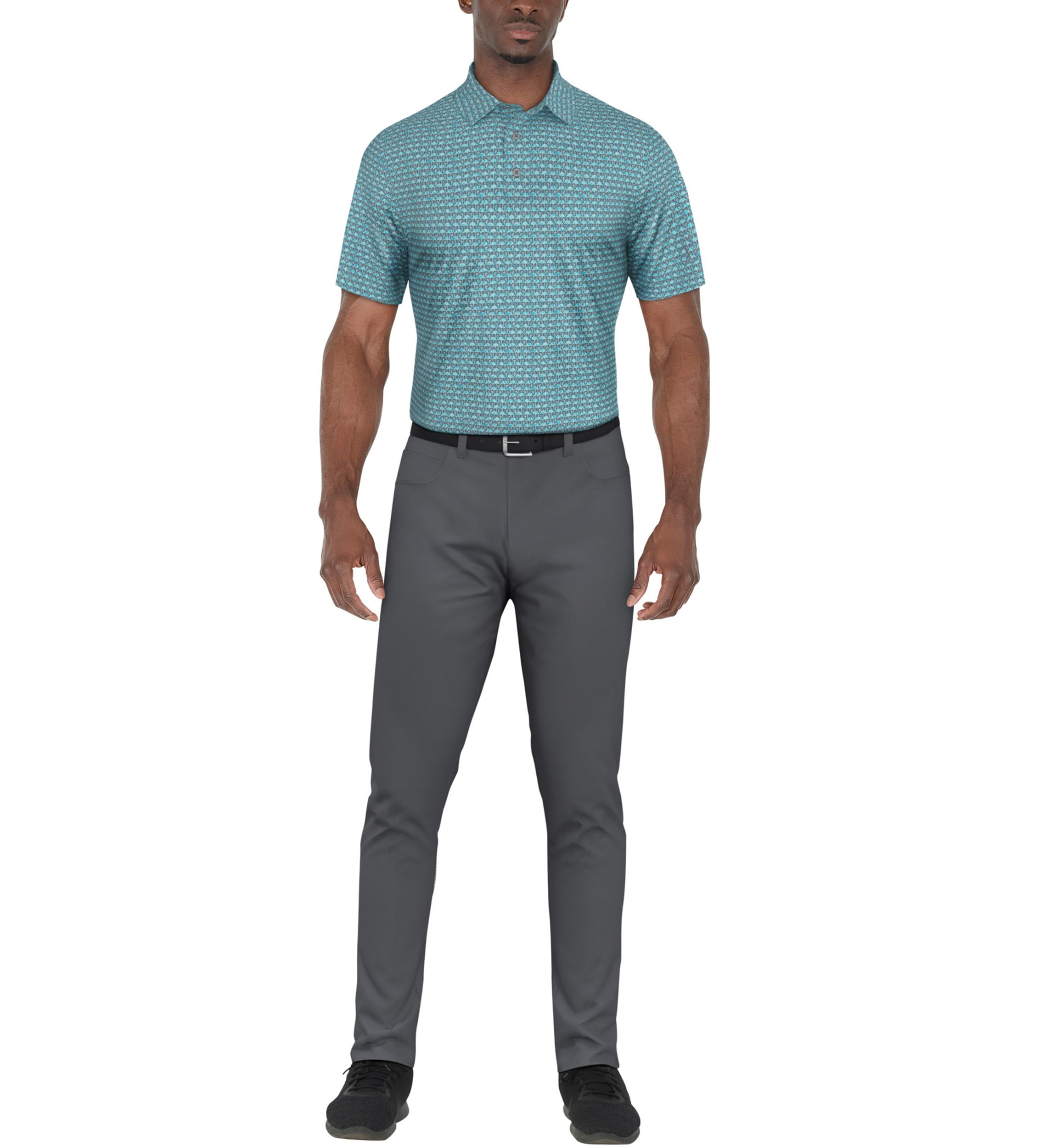 Short Sleeve Flamingo Geometric Printed Polo Shirt 