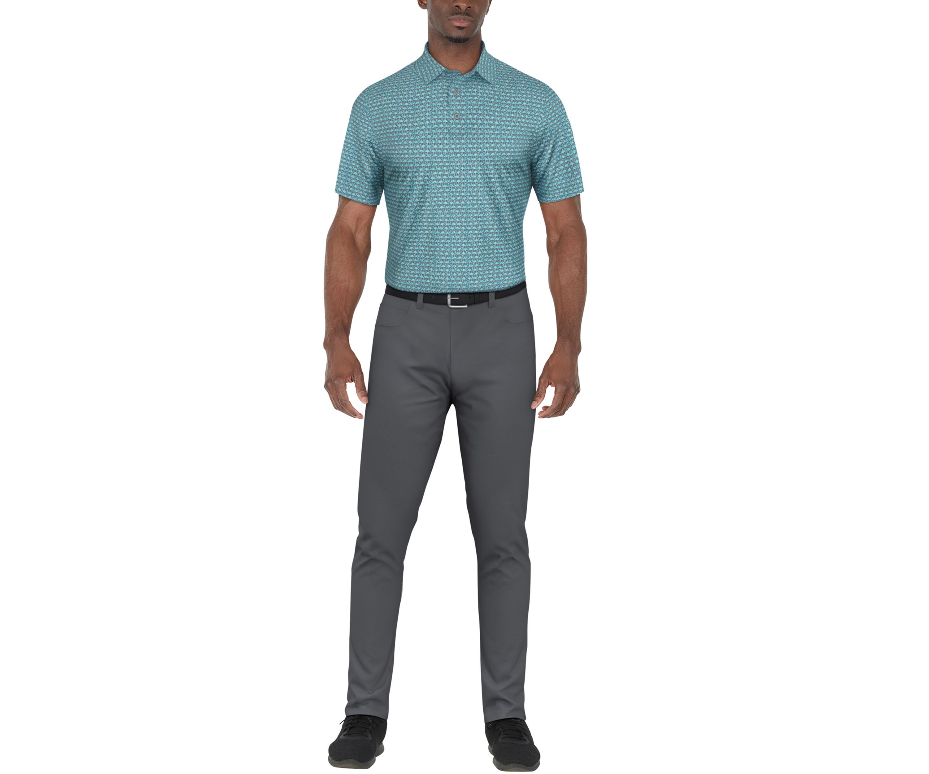 Short Sleeve Flamingo Geometric Printed Polo Shirt 