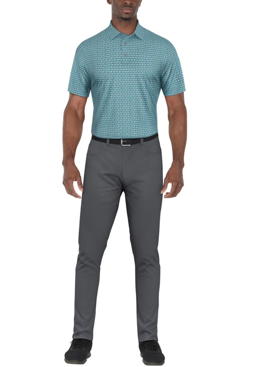 Short Sleeve Flamingo Geometric Printed Polo Shirt 