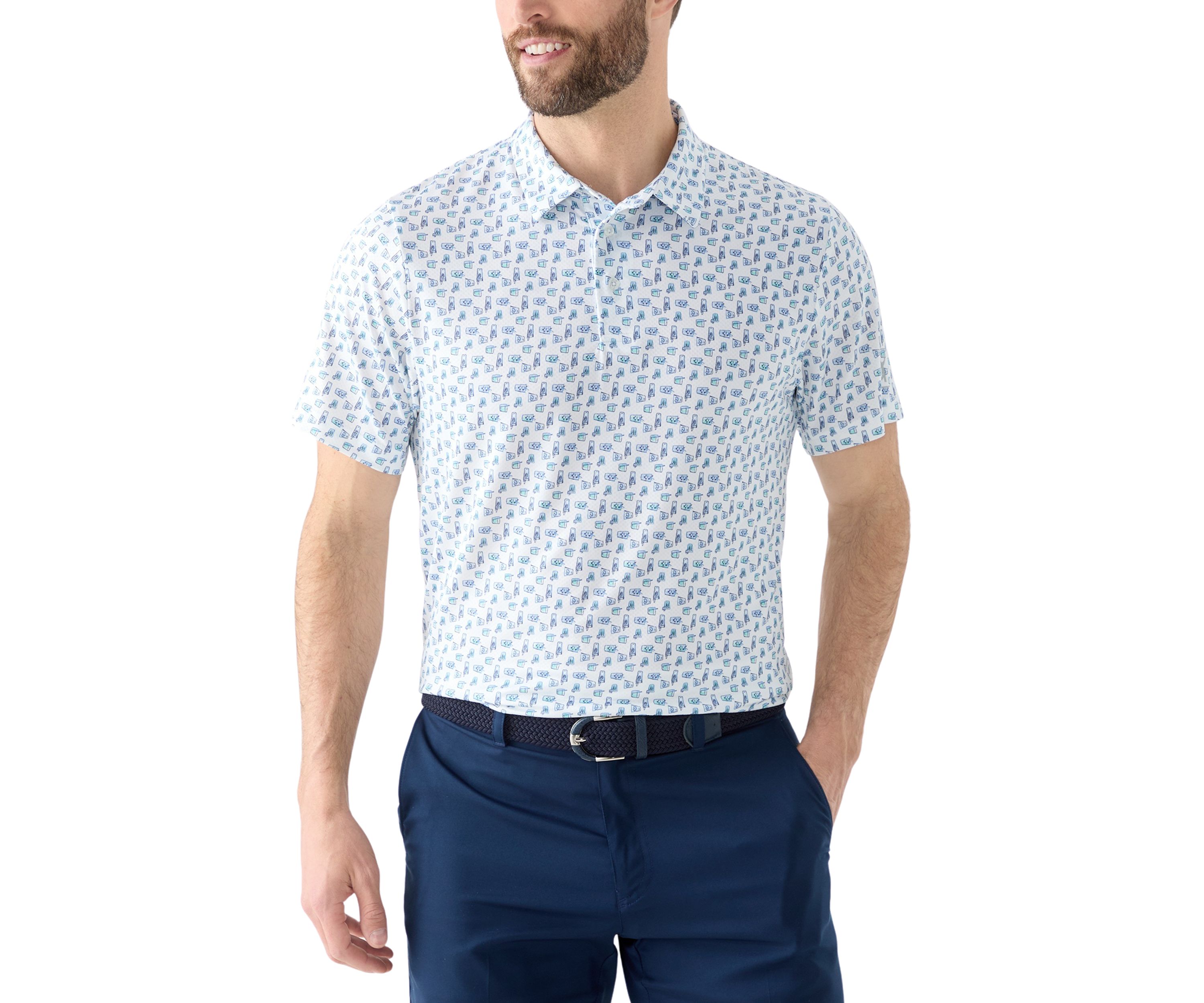 Short Sleeve Refreshments Printed Polo Shirt 