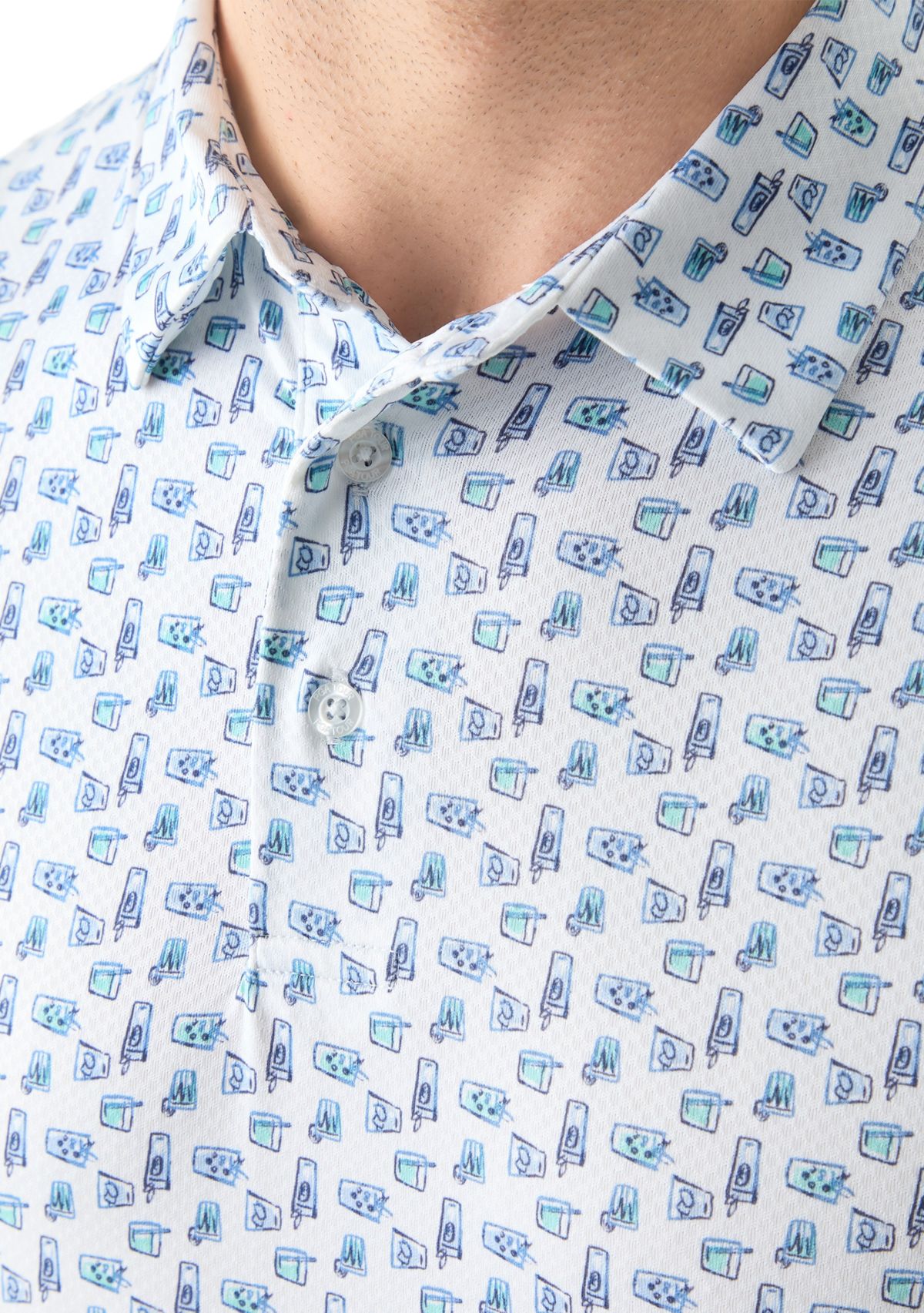Short Sleeve Refreshments Printed Polo Shirt 