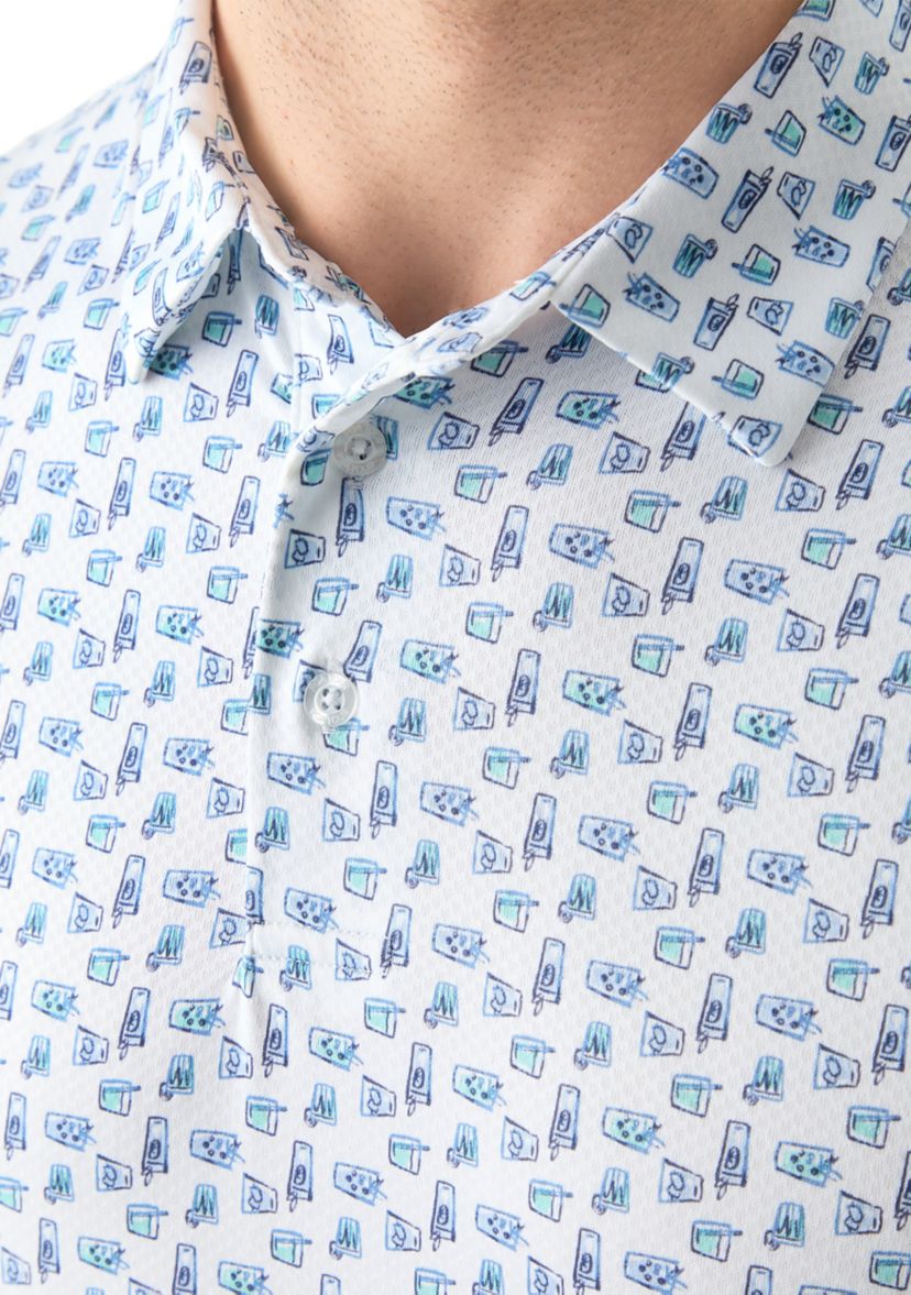 Short Sleeve Refreshments Printed Polo Shirt 