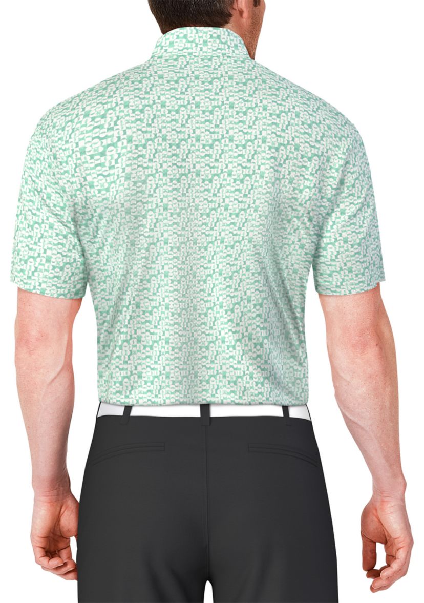 Mens Short Sleeve Golf Ball Geometric Printed Polo Shirt
