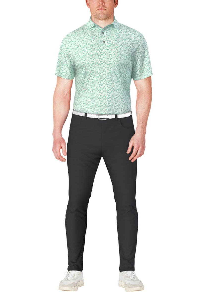 Mens Short Sleeve Golf Ball Geometric Printed Polo Shirt