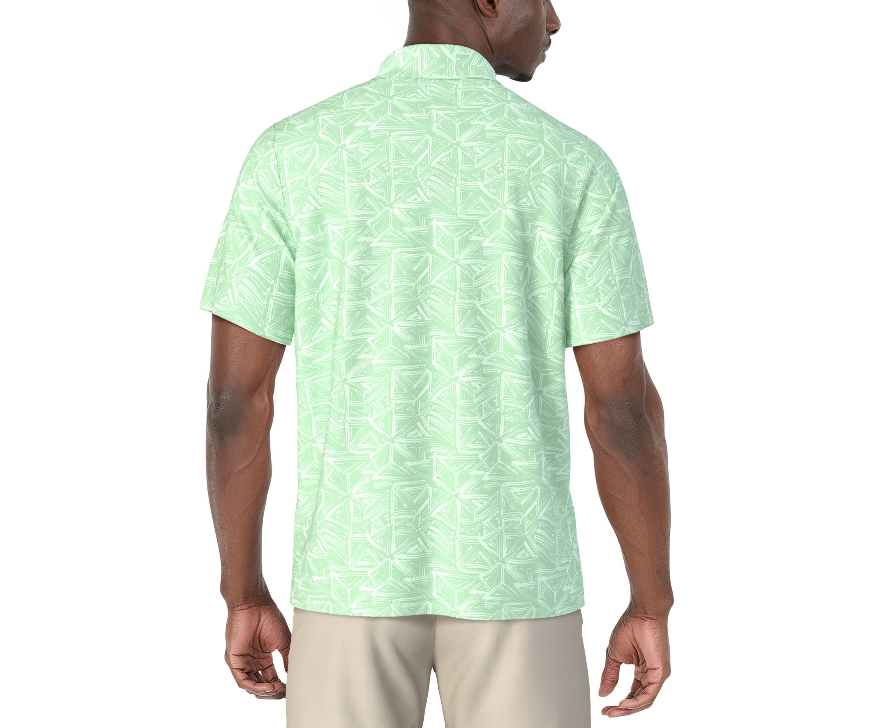 Mens Brush Strokes Geo Printed Polo Shirt