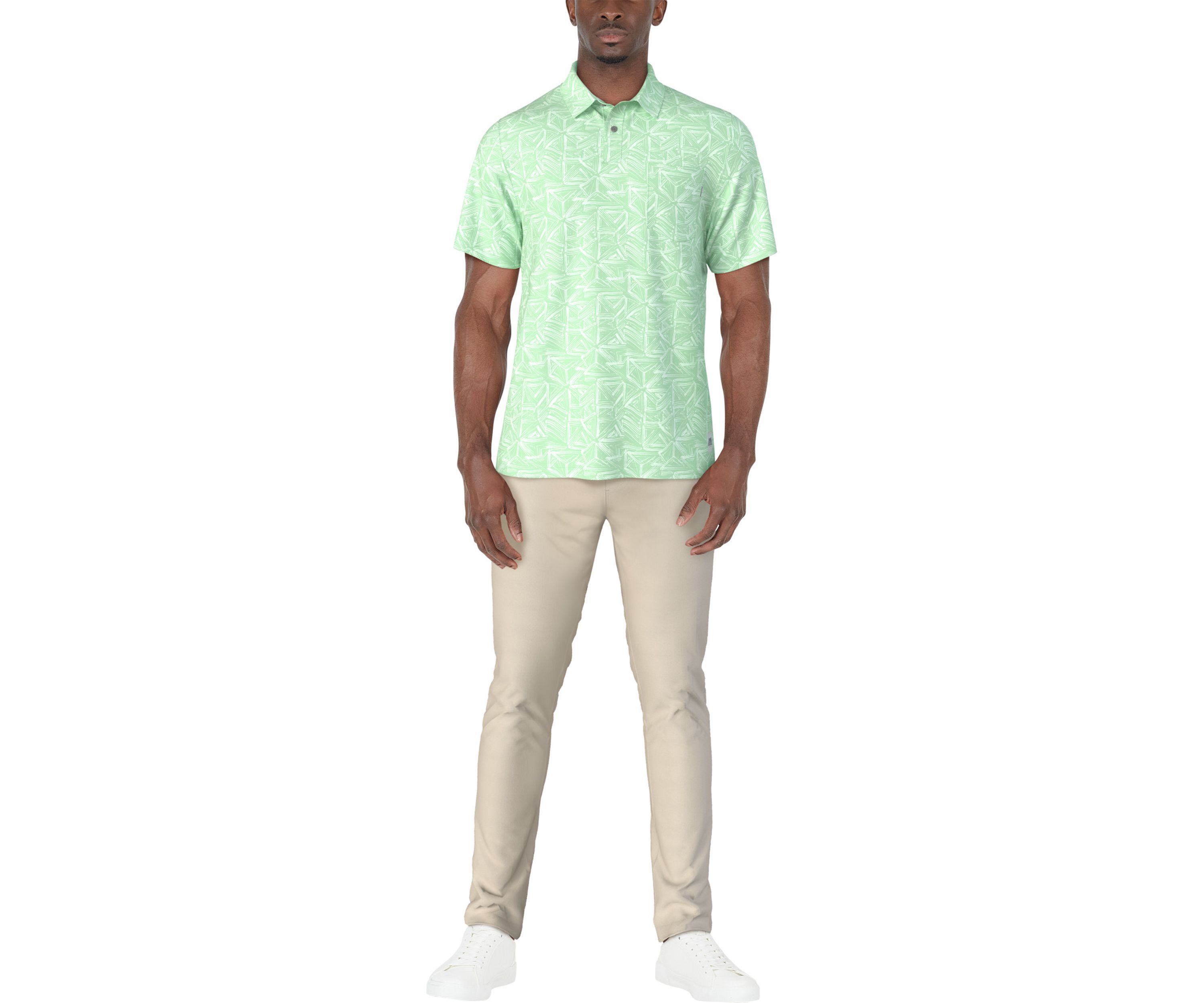 Mens Brush Strokes Geo Printed Polo Shirt
