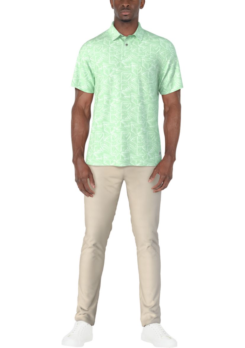 Mens Brush Strokes Geo Printed Polo Shirt
