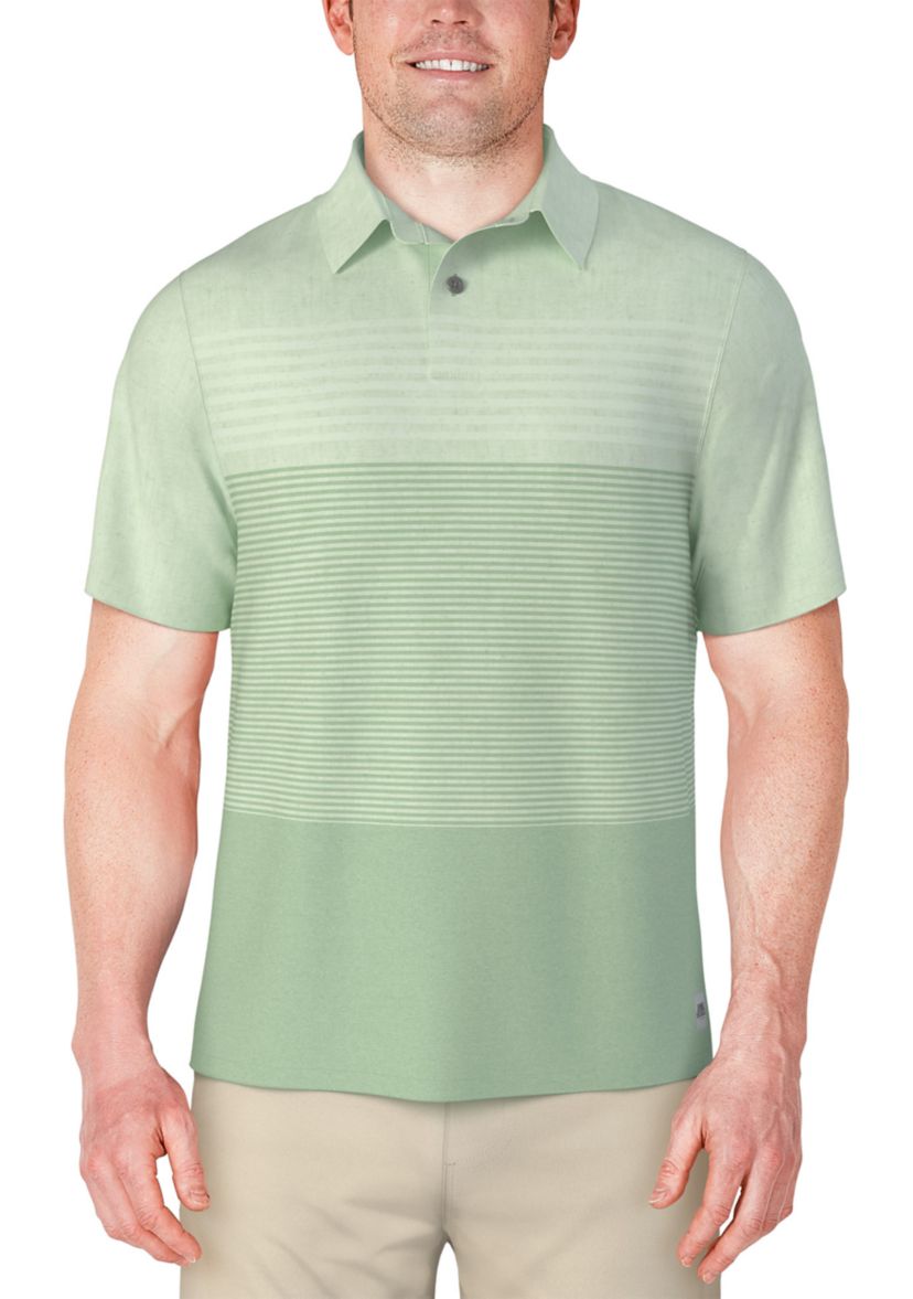 Mens Distressed Stripe Print Short Sleeve Golf Polo Shirt