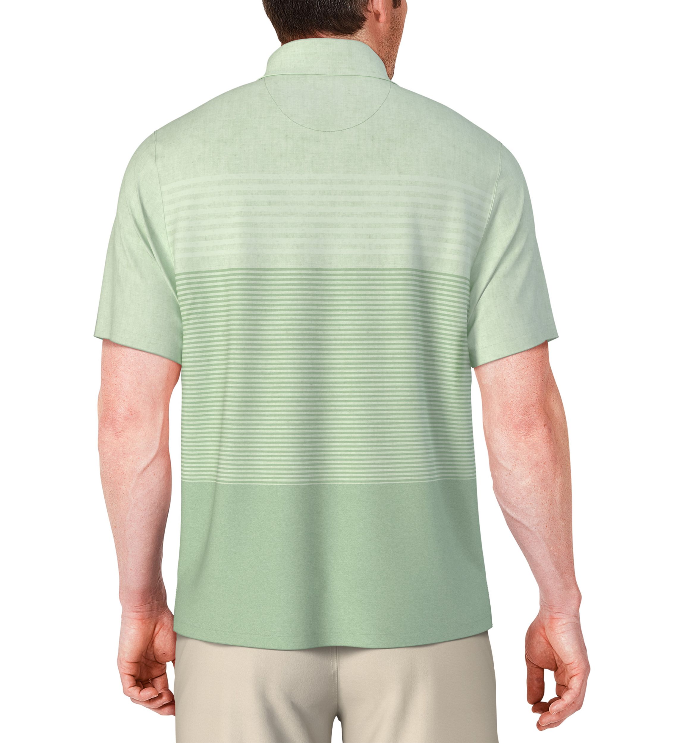 Mens Distressed Stripe Print Short Sleeve Golf Polo Shirt