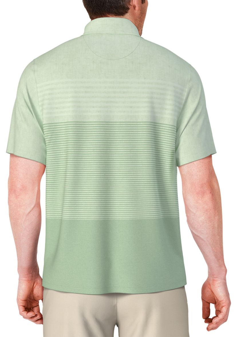 Mens Distressed Stripe Print Short Sleeve Golf Polo Shirt