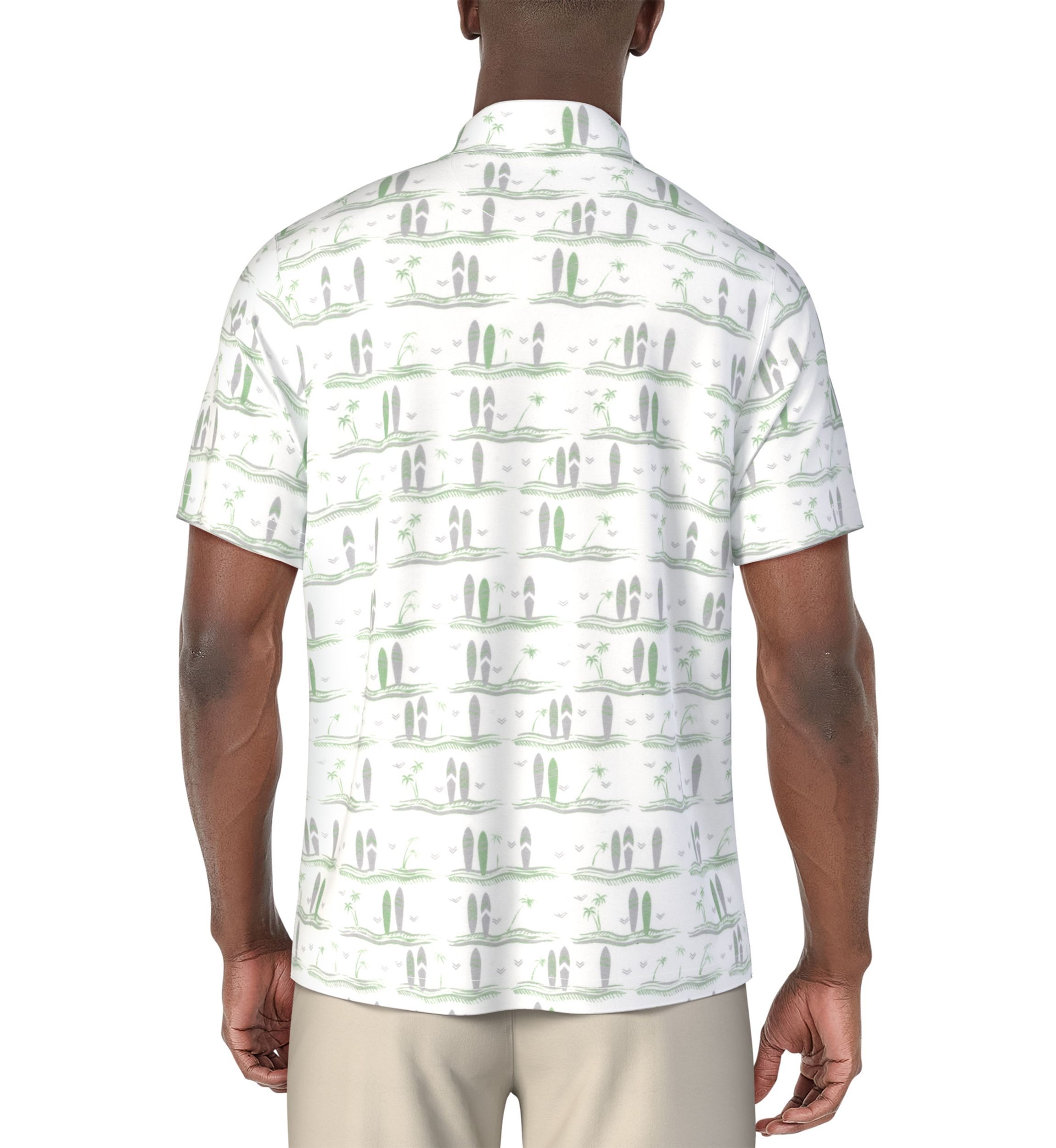 Mens Surfboard Print Short Sleeve Golf Polo Shirt