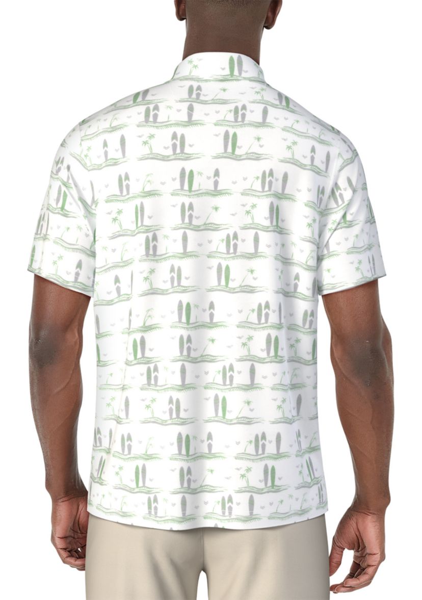 Mens Surfboard Print Short Sleeve Golf Polo Shirt