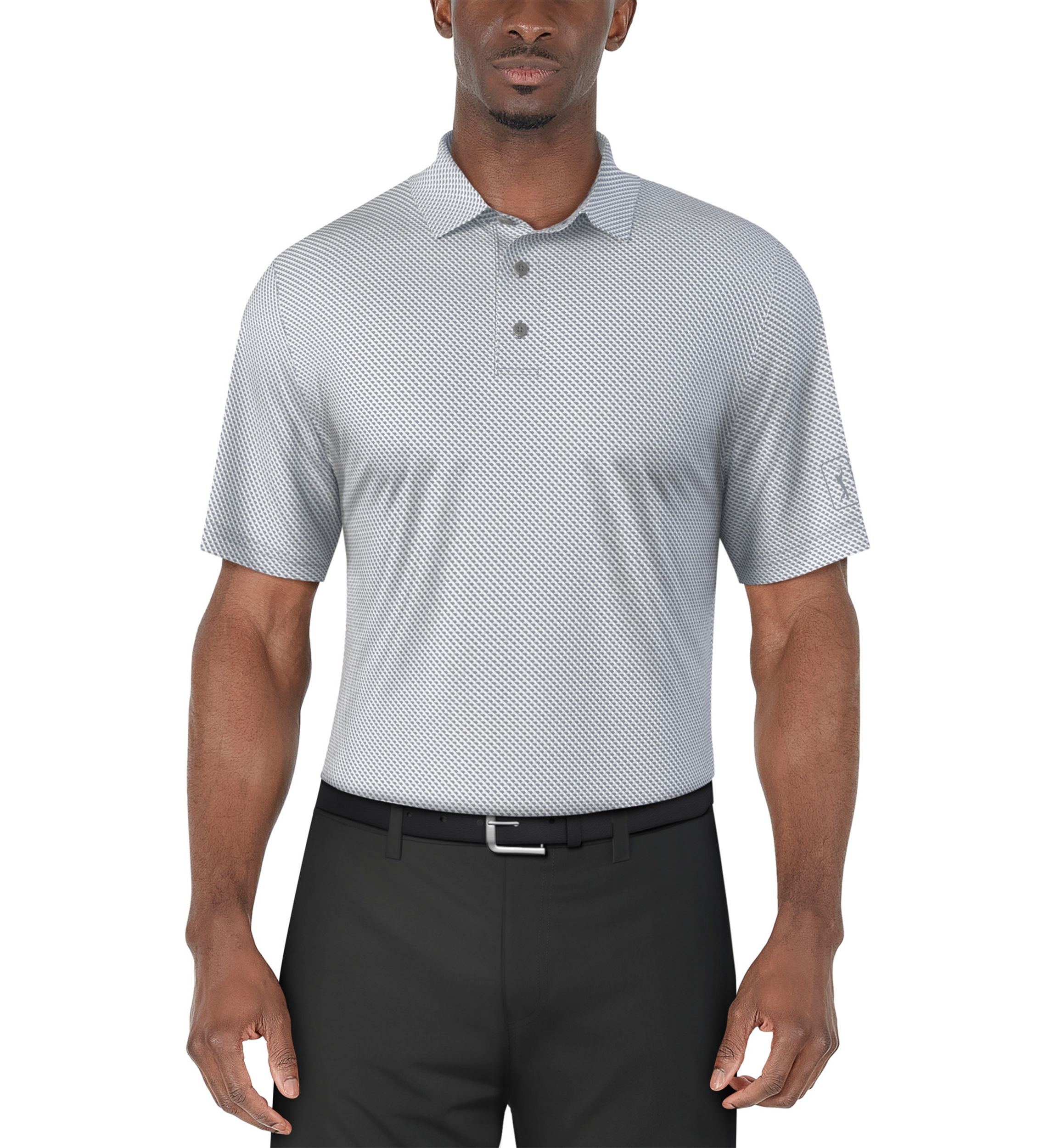 Mens Short Sleeve Geo Printed Golf Polo Shirt 