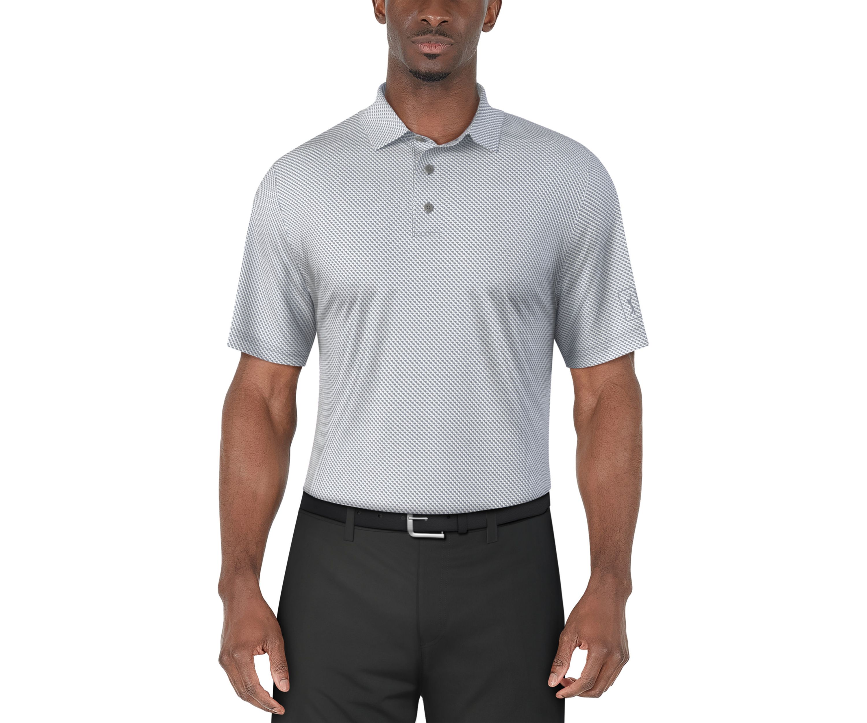 Mens Short Sleeve Geo Printed Golf Polo Shirt 