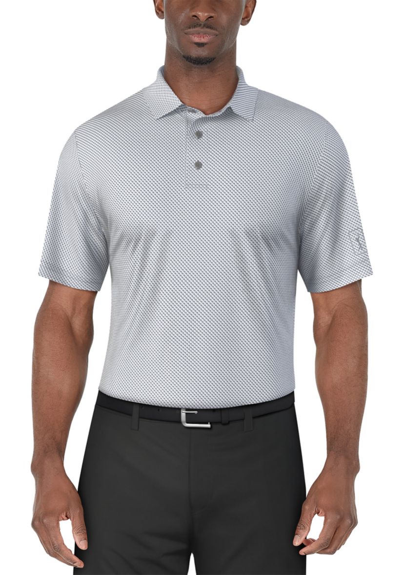 Mens Short Sleeve Geo Printed Golf Polo Shirt 