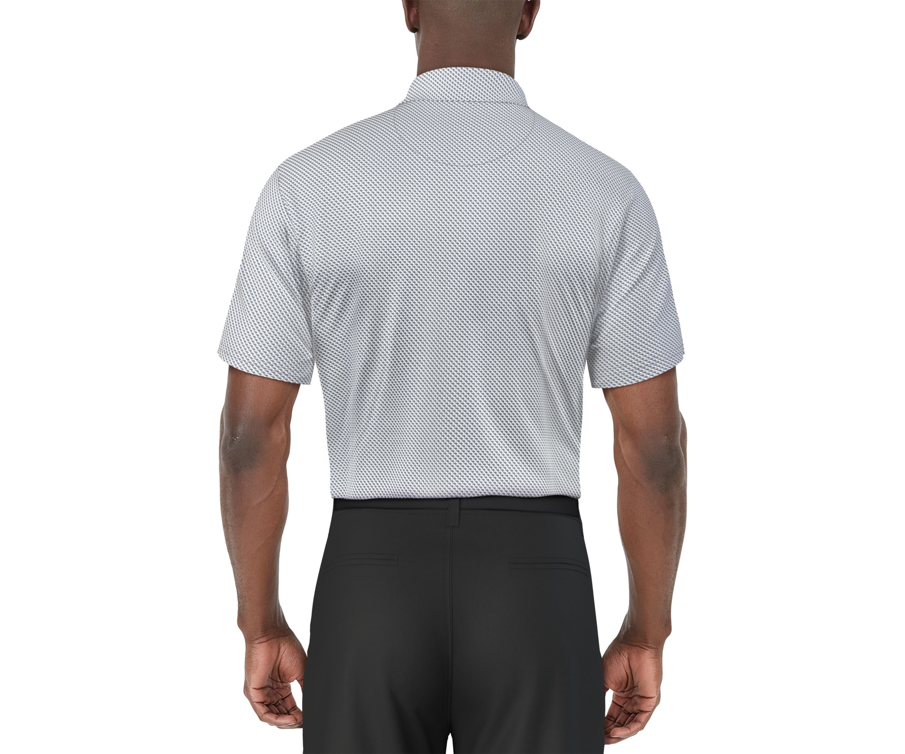 Mens Short Sleeve Geo Printed Golf Polo Shirt 