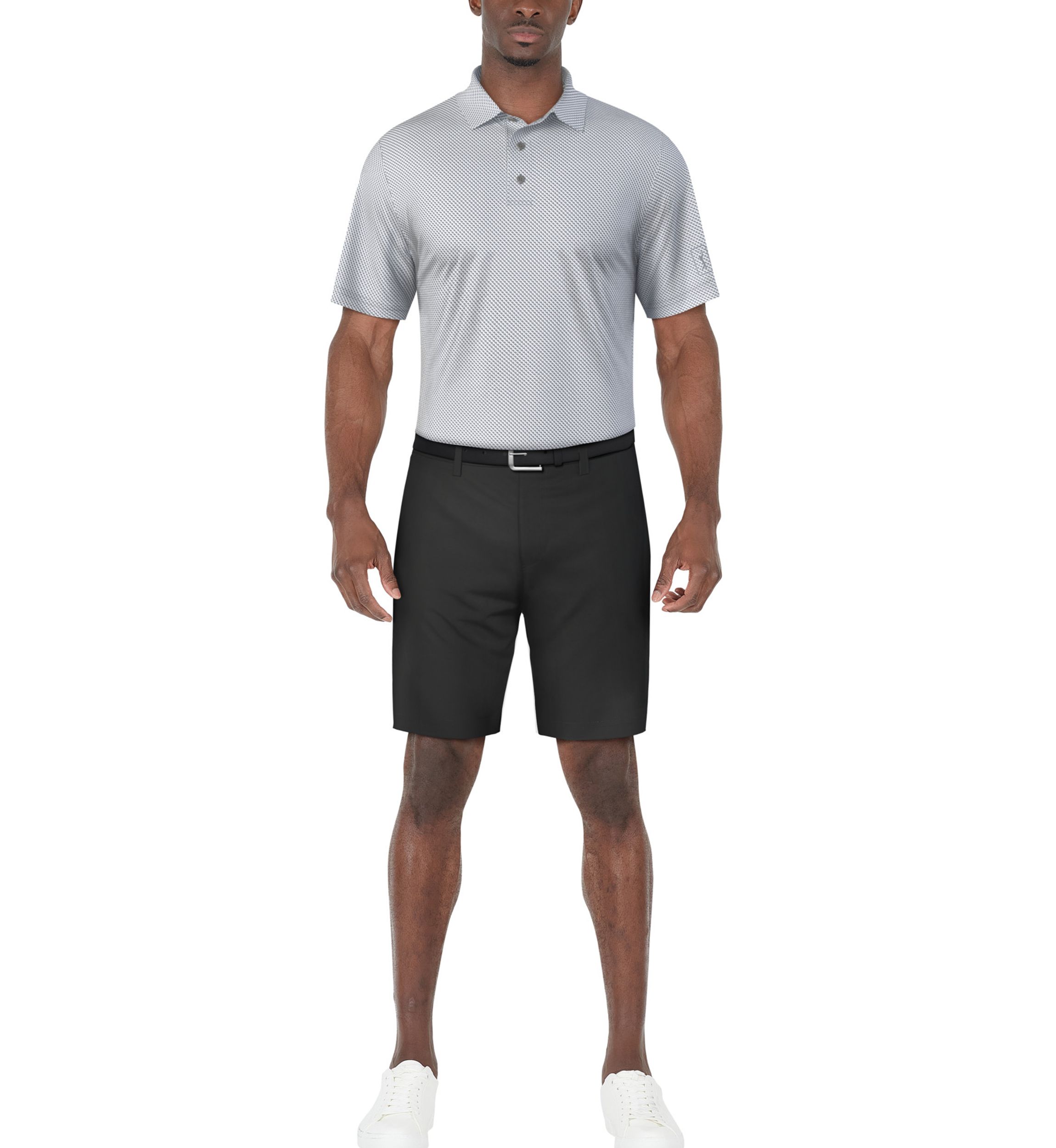 Mens Short Sleeve Geo Printed Golf Polo Shirt 