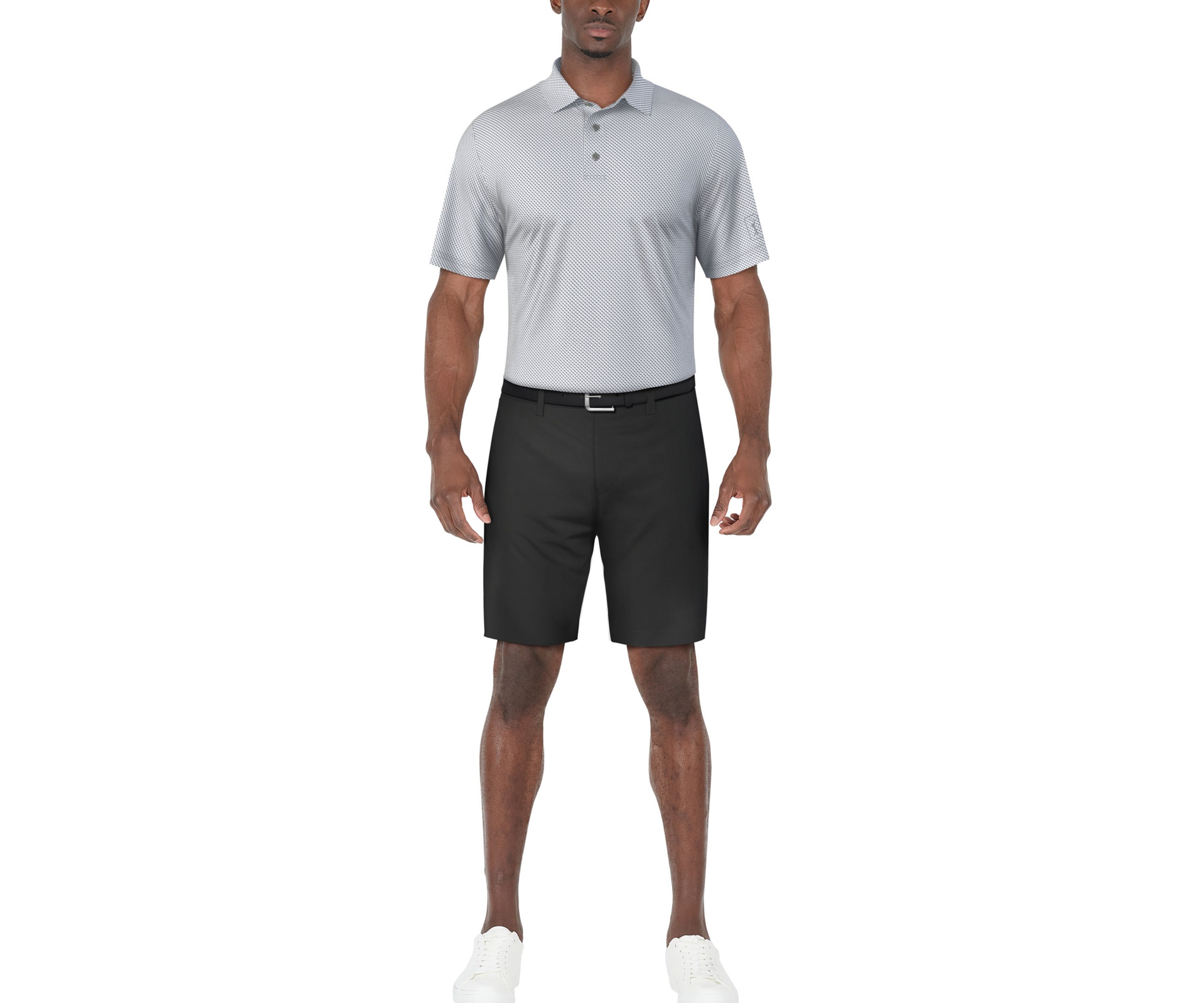 Mens Short Sleeve Geo Printed Golf Polo Shirt 
