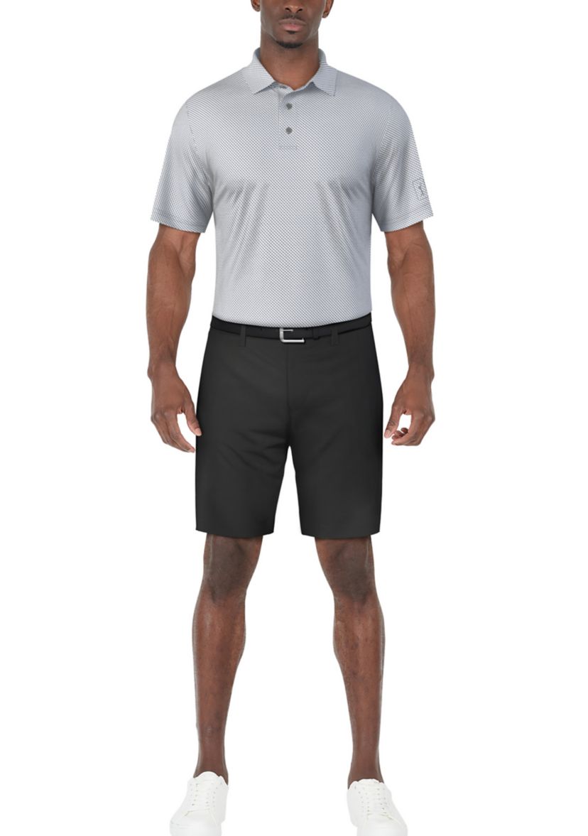 Mens Short Sleeve Geo Printed Golf Polo Shirt 