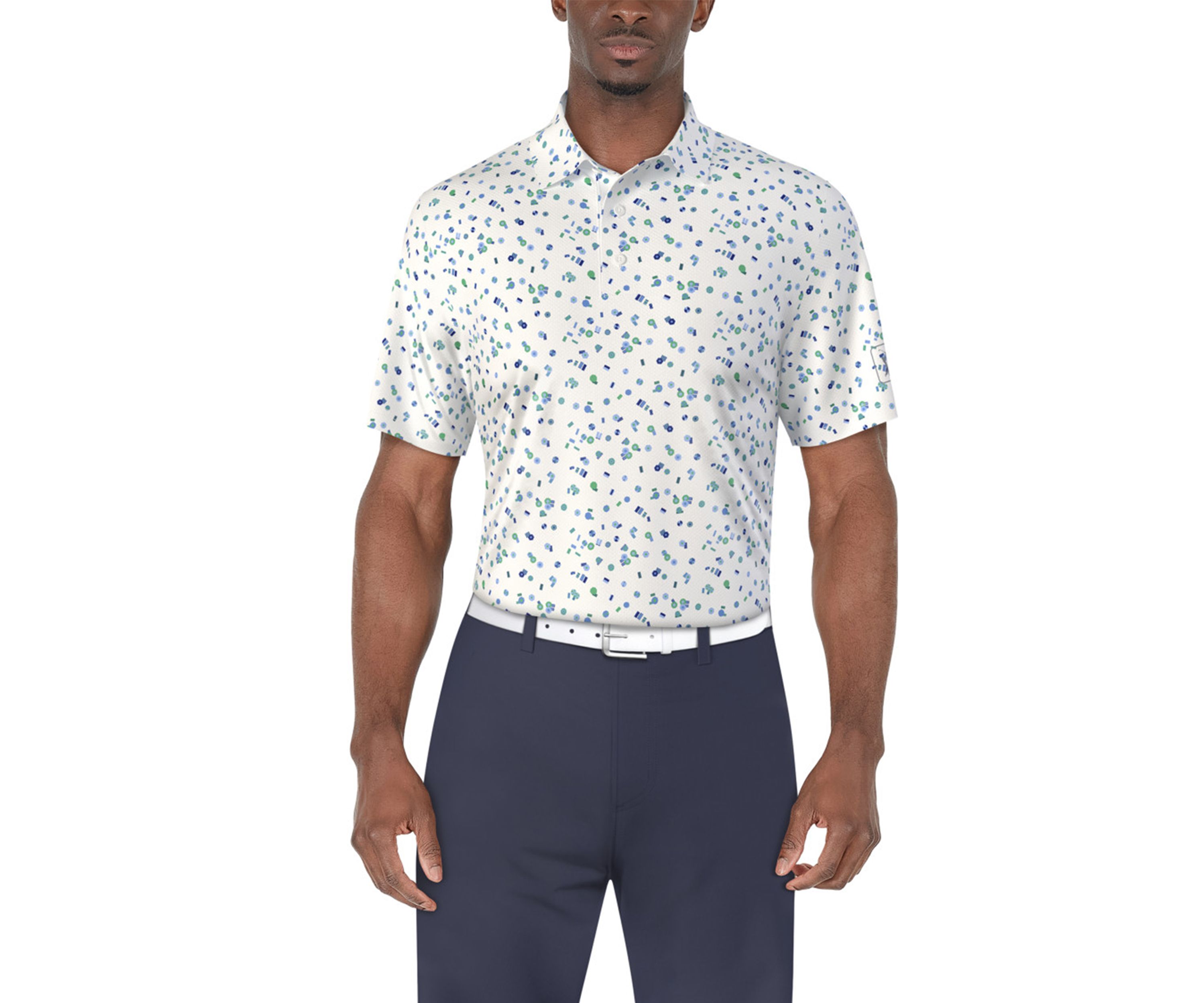 Mens Geo Printed Polo Shirt