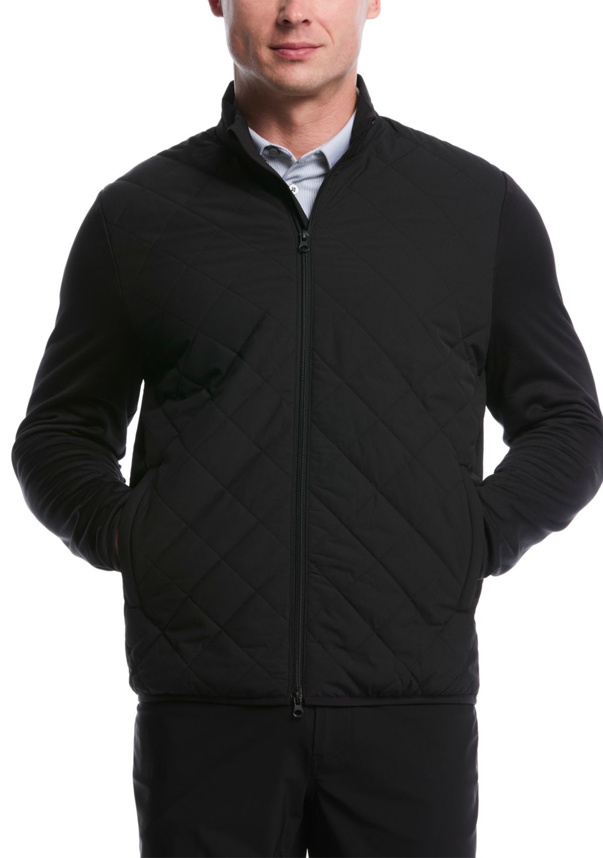Mens Full Zip Fiber-Fill Long Sleeve Golf Jacket