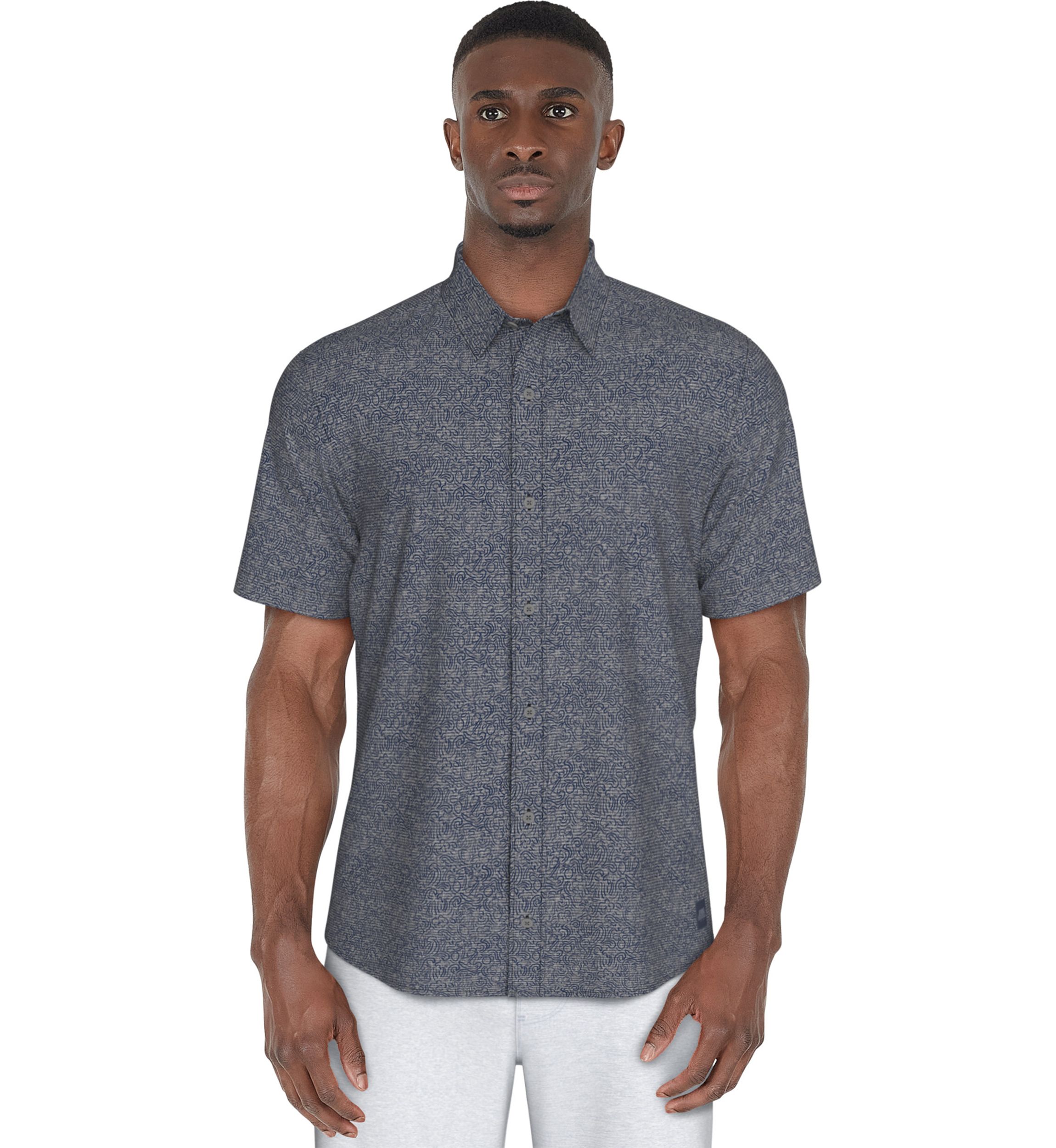Mens Fruit Print Woven Short Sleeve Button Down Golf Shirt
