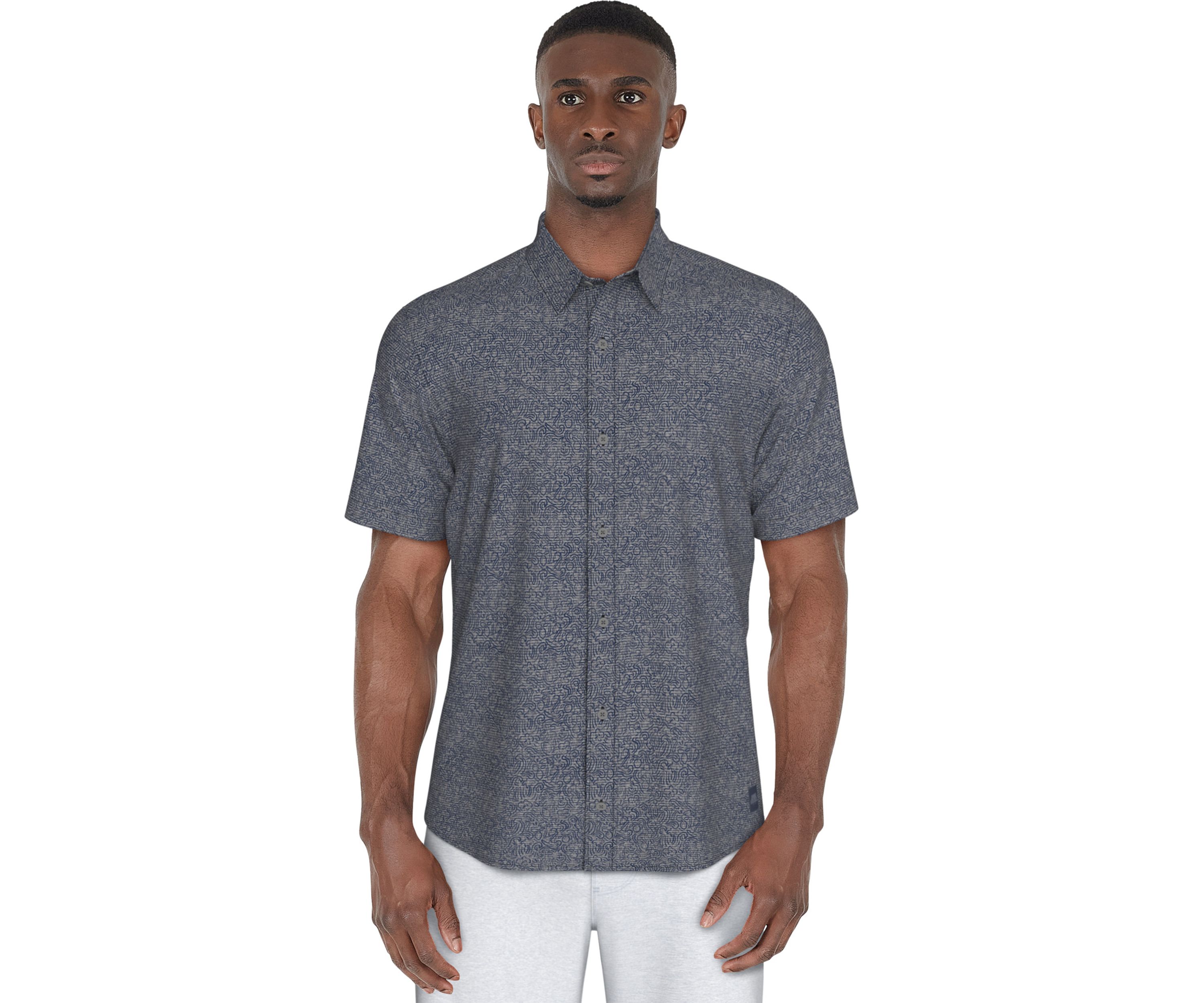 Mens Fruit Print Woven Short Sleeve Button Down Golf Shirt