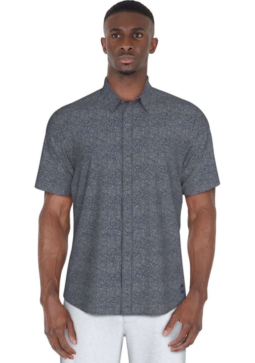 Mens Fruit Print Woven Short Sleeve Button Down Golf Shirt