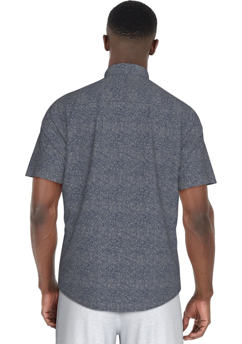 Mens Fruit Print Woven Short Sleeve Button Down Golf Shirt